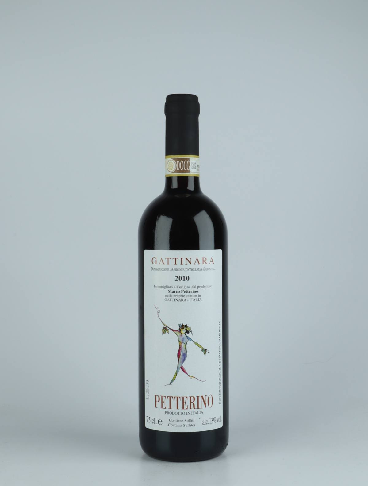 En flaske 2010 Gattinara Rødvin fra Petterino, Piemonte i Italien