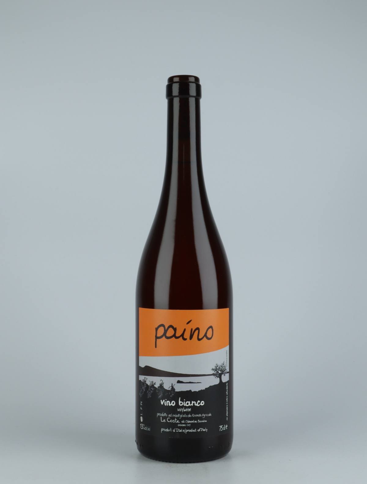 A bottle 2014 Paino Bianco Orange wine from Le Coste, Lazio in Italy