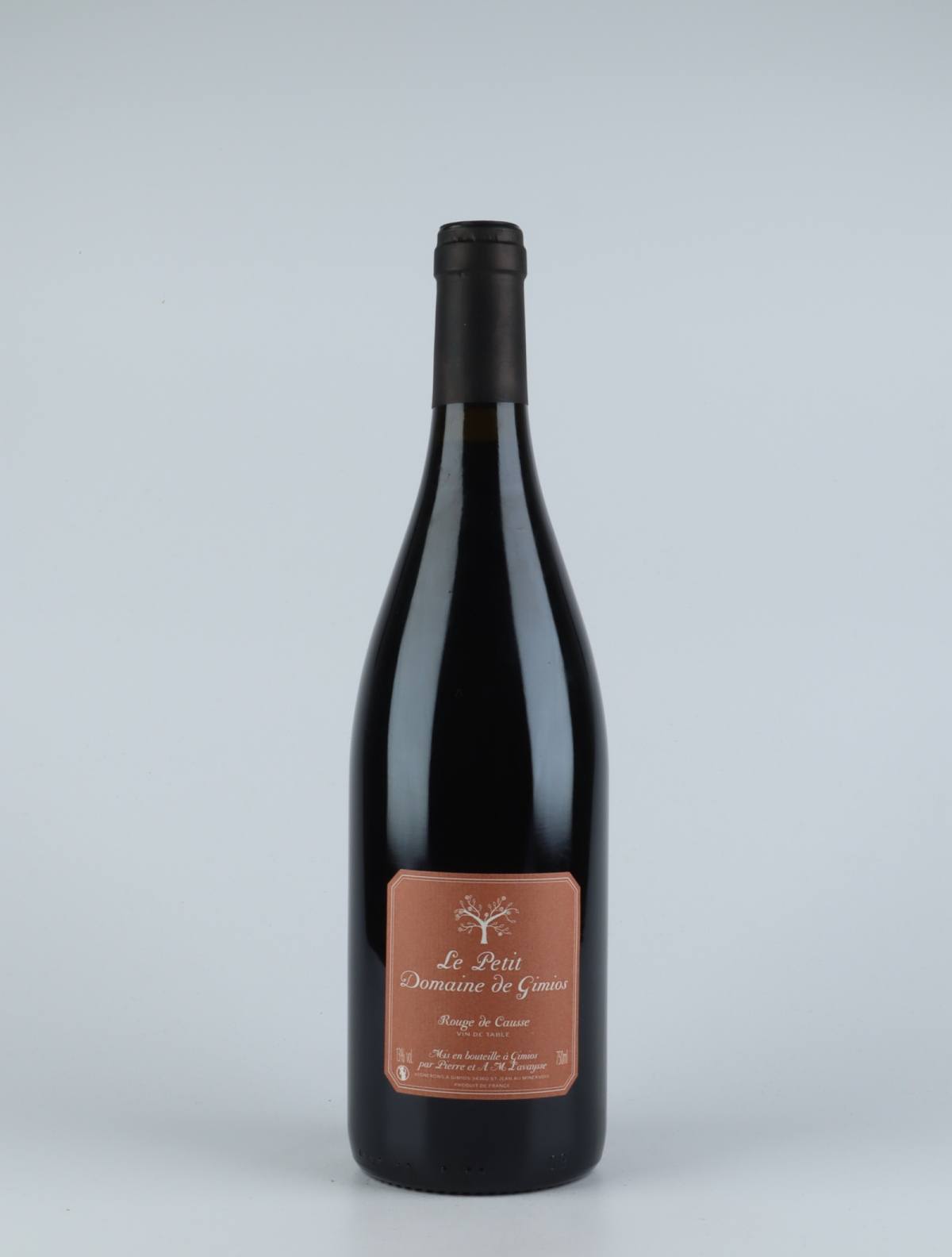 A bottle 2014 Rouge de Causse Red wine from Le Petit Domaine de Gimios, Rousillon in France