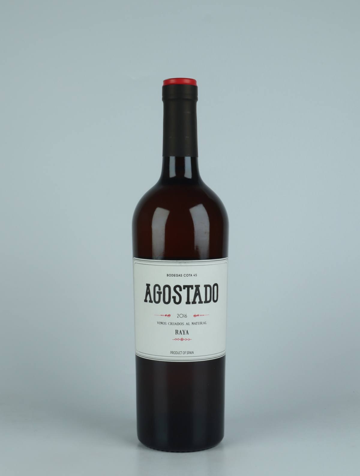 En flaske 2016 Agostado Raya Olorosa Hvidvin fra Bodegas Cota 45, Andalusien i Spanien