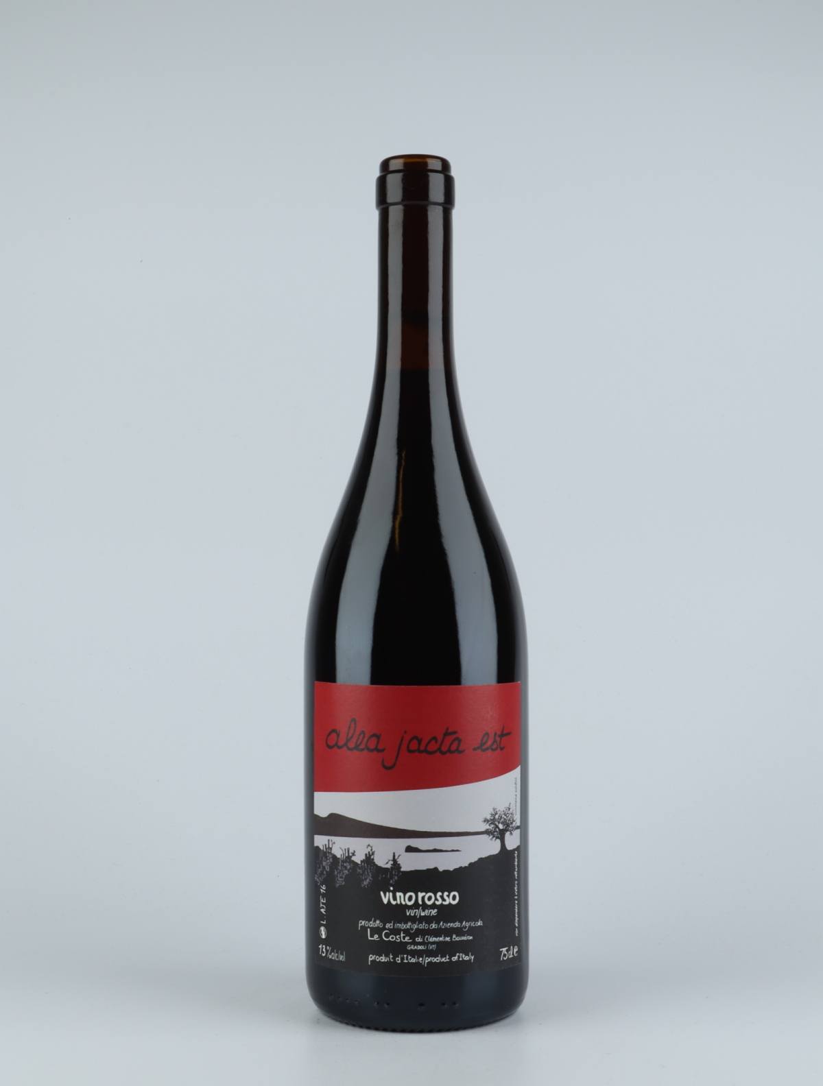 A bottle 2016 Alea Jacta Est Red wine from Le Coste, Lazio in Italy