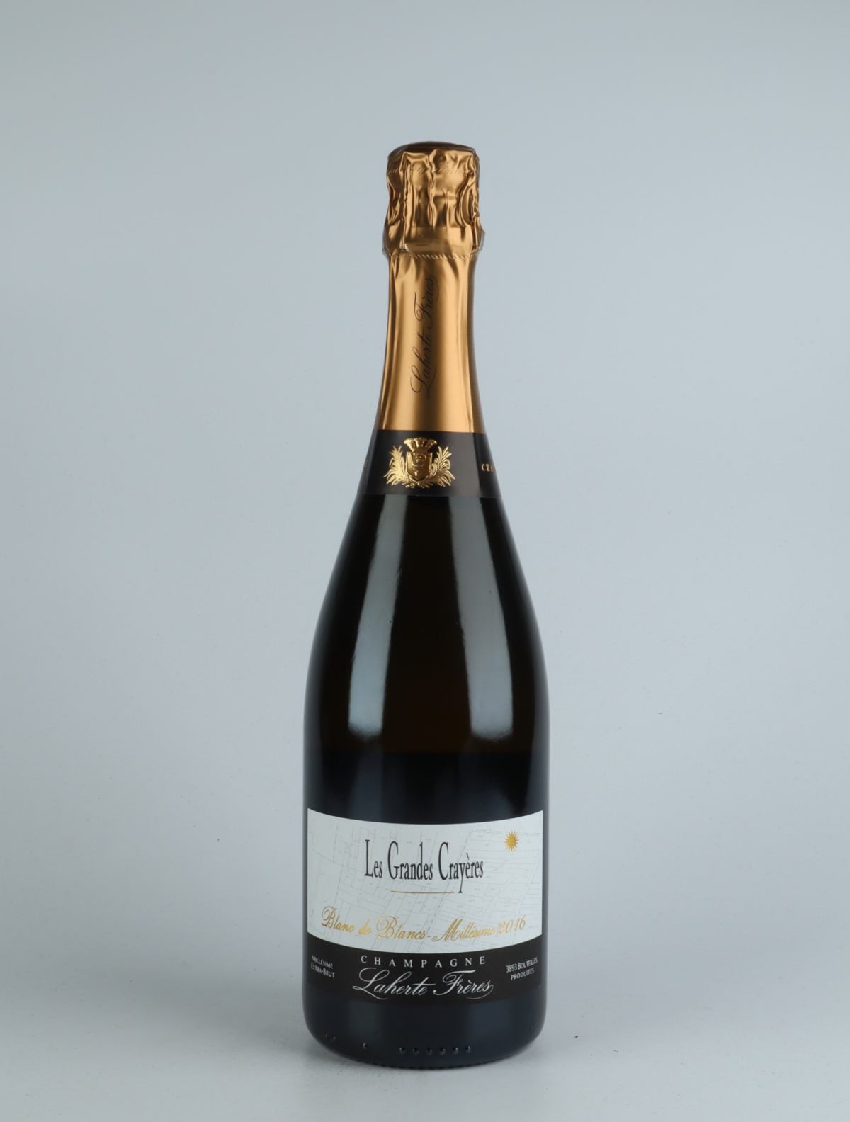 A bottle 2016 Les Grandes Crayeres Sparkling from Laherte Frères, Champagne in France