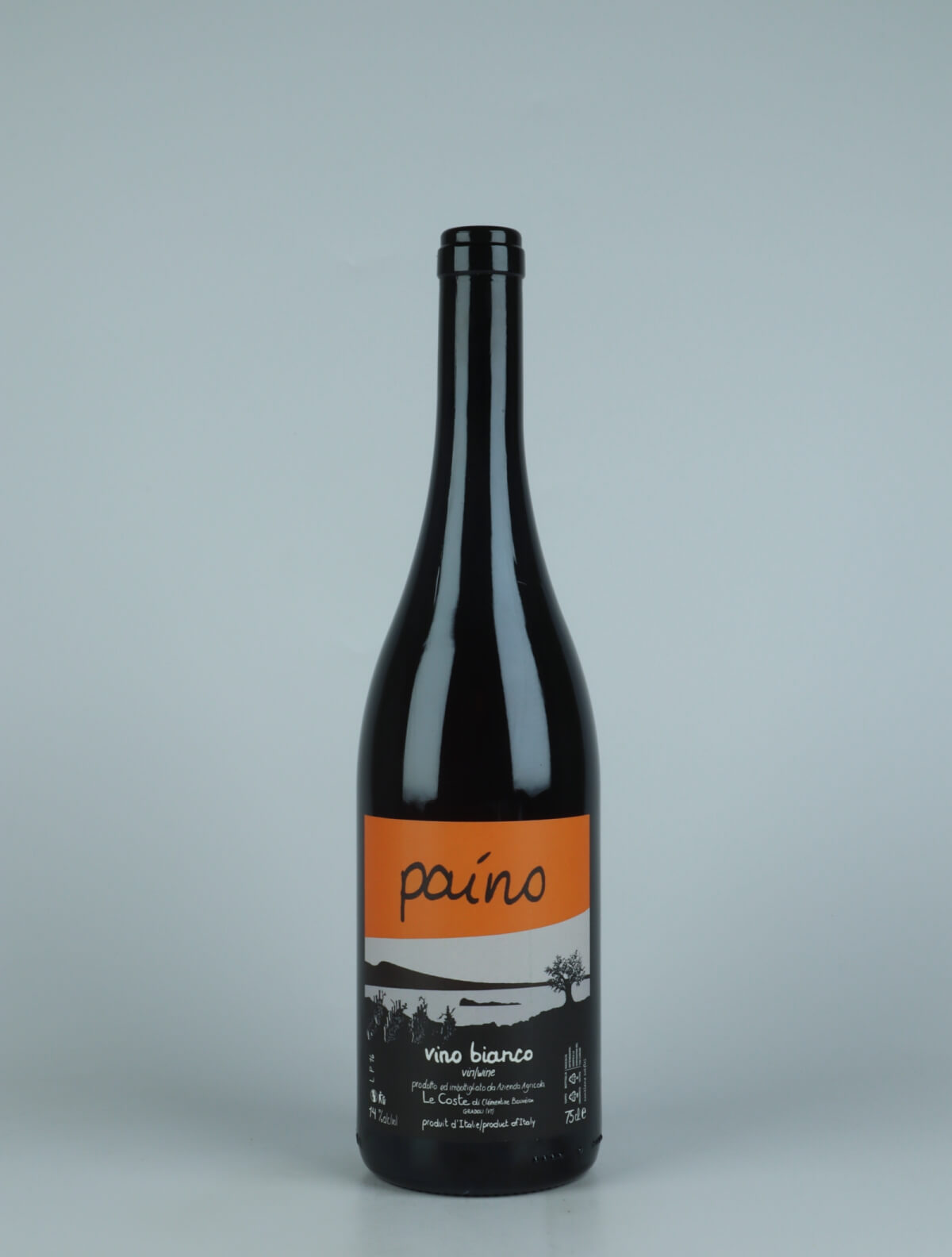 A bottle 2016 Paino Bianco Orange wine from Le Coste, Lazio in Italy