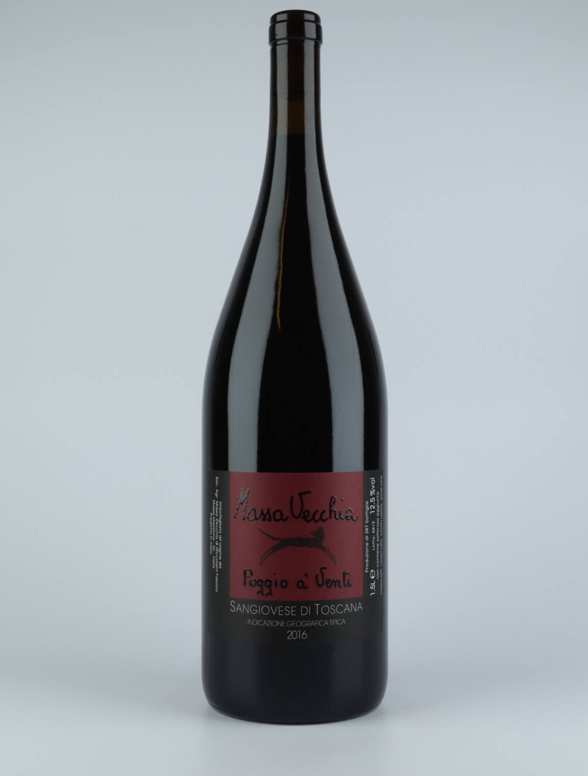 A bottle 2016 Poggio a' Venti Red wine from Massa Vecchia, Tuscany in Italy