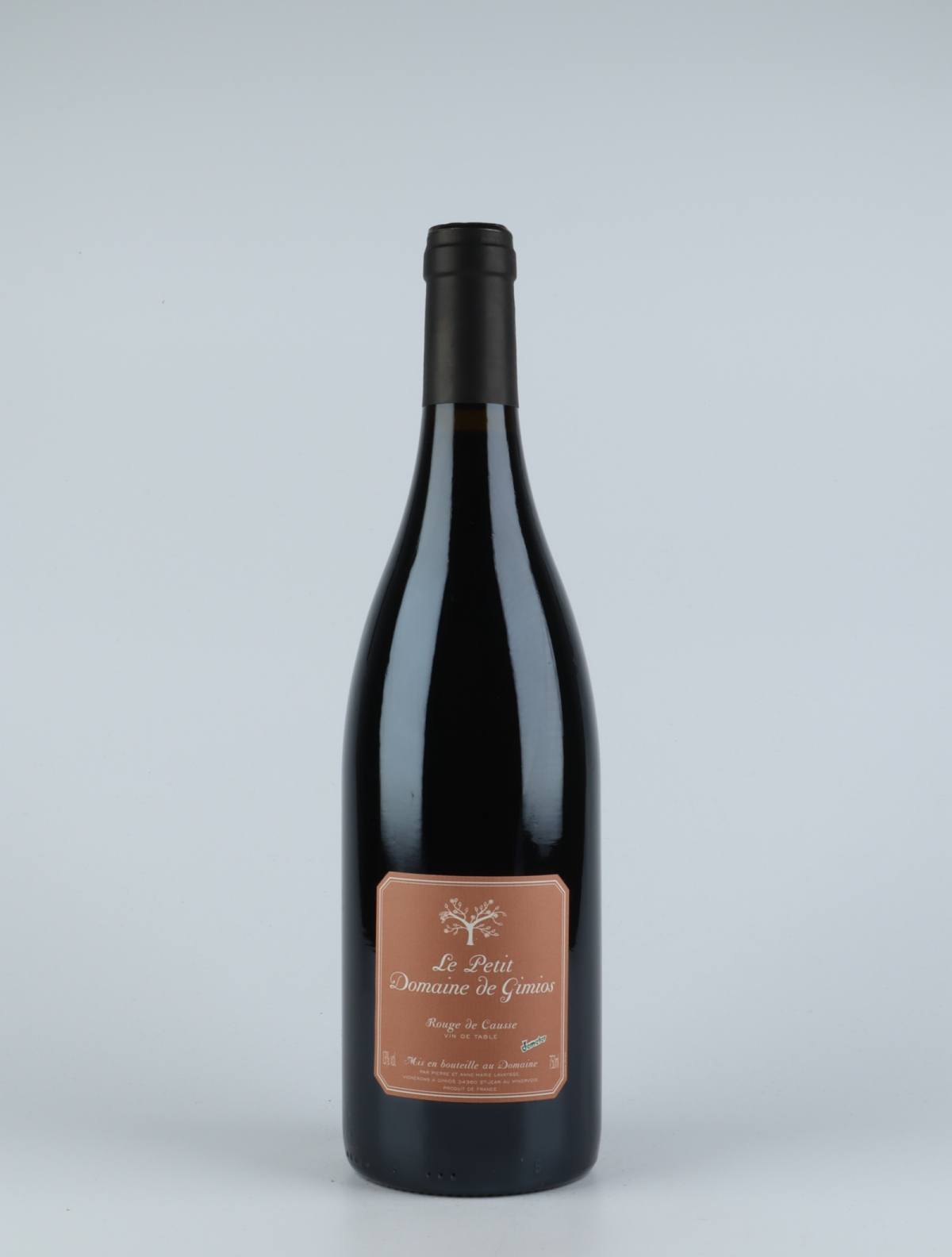 A bottle 2016 Rouge de Causse Red wine from Le Petit Domaine de Gimios, Rousillon in France