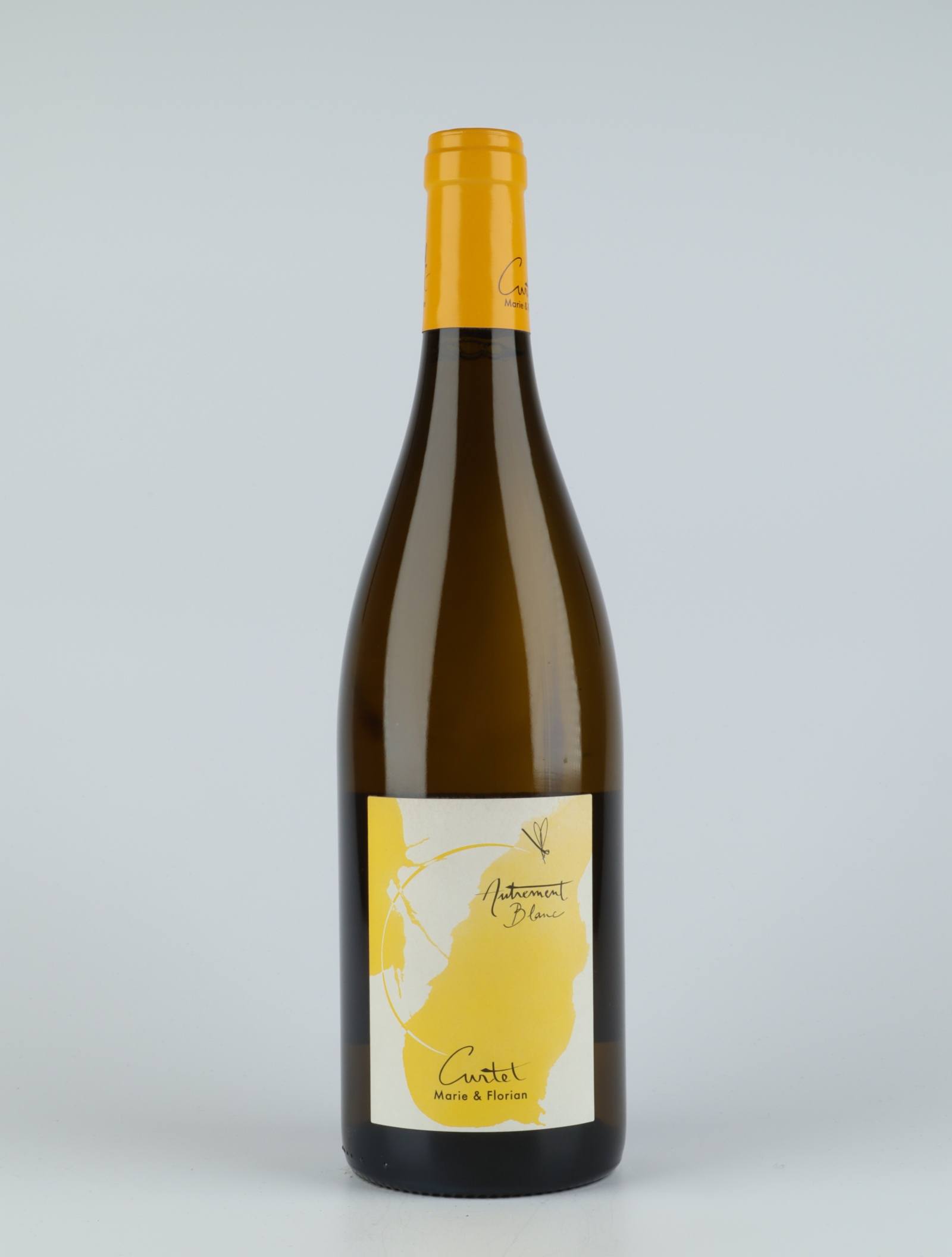 A bottle 2017 Autrement Blanc White wine from Domaine Curtet, Savoie in France