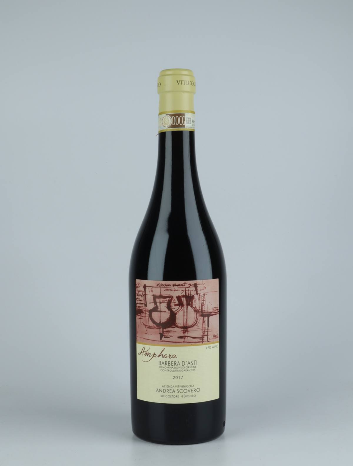 A bottle 2017 Barbera d'Asti - Amphora Red wine from Andrea Scovero, Piedmont in Italy