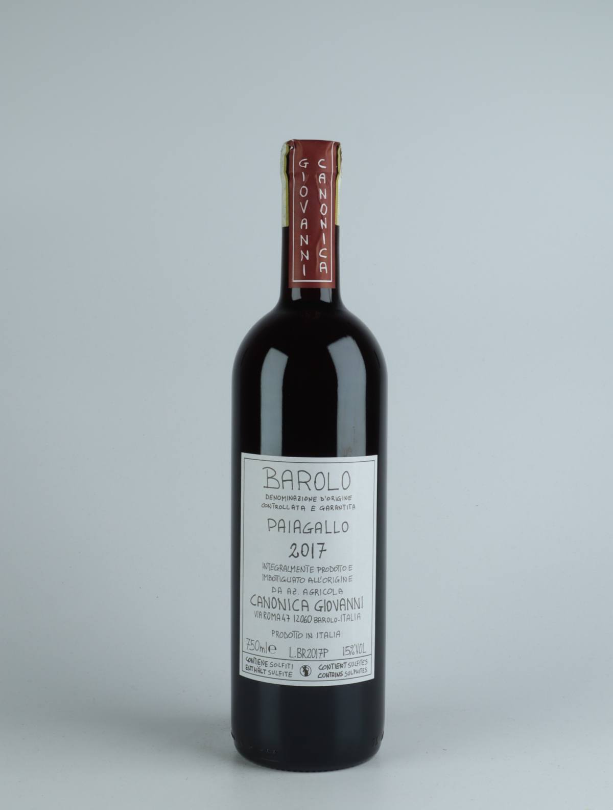 A bottle 2017 Barolo - Paiagallo Red wine from Giovanni Canonica, Piedmont in Italy