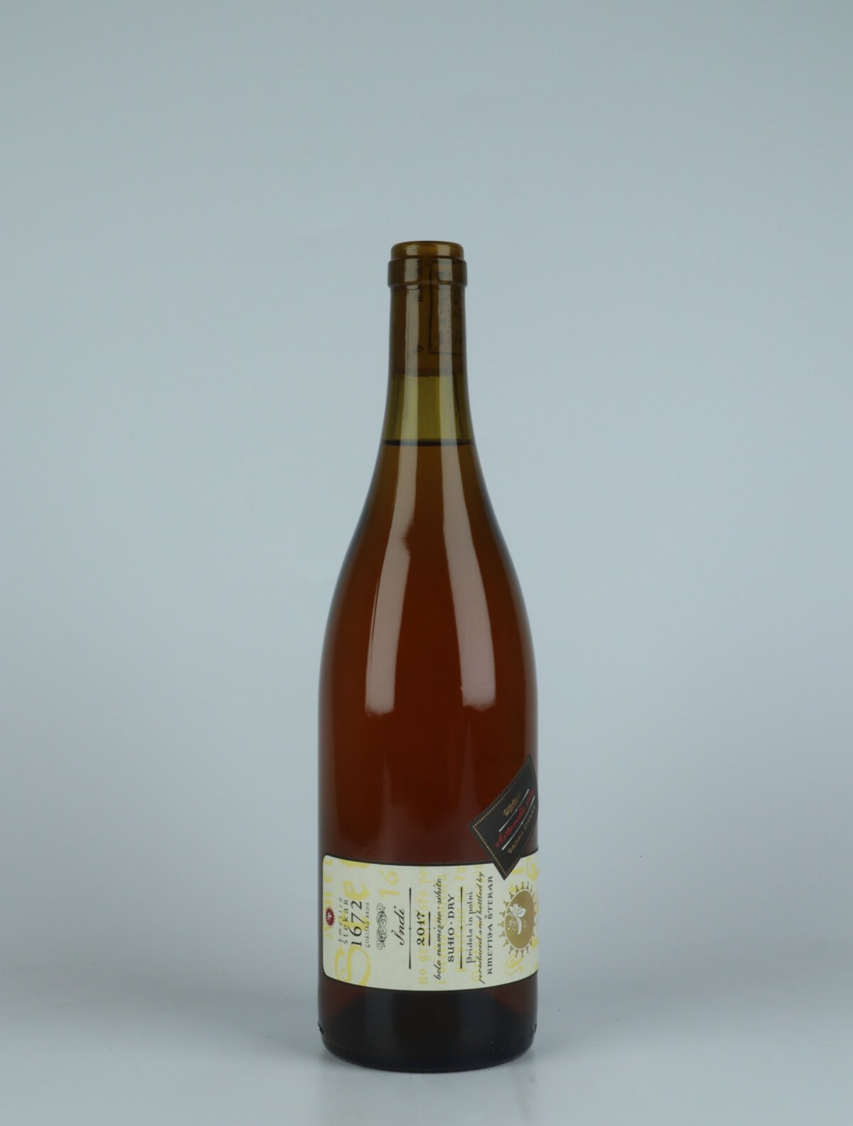 A bottle 2017 Indi Orange wine from Kmetija Stekar, Brda in Slovenia