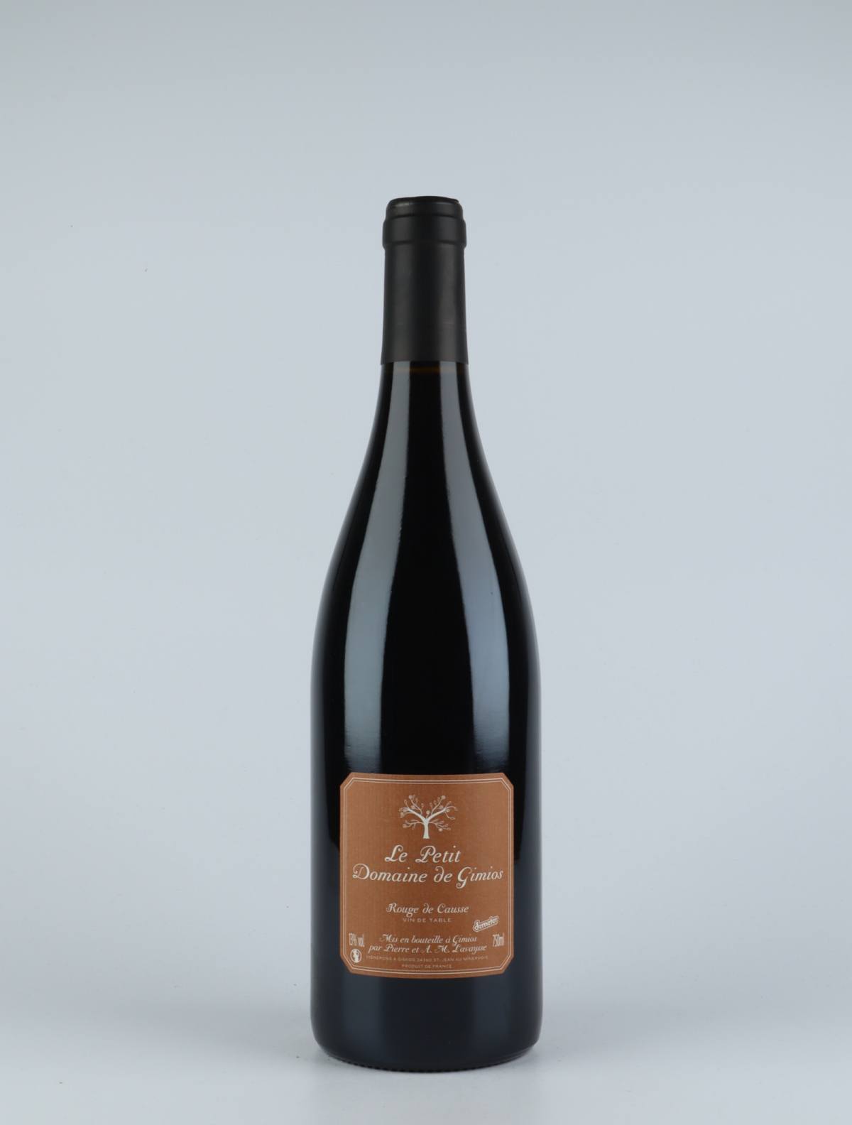 A bottle 2017 Rouge de Causse Red wine from Le Petit Domaine de Gimios, Rousillon in France