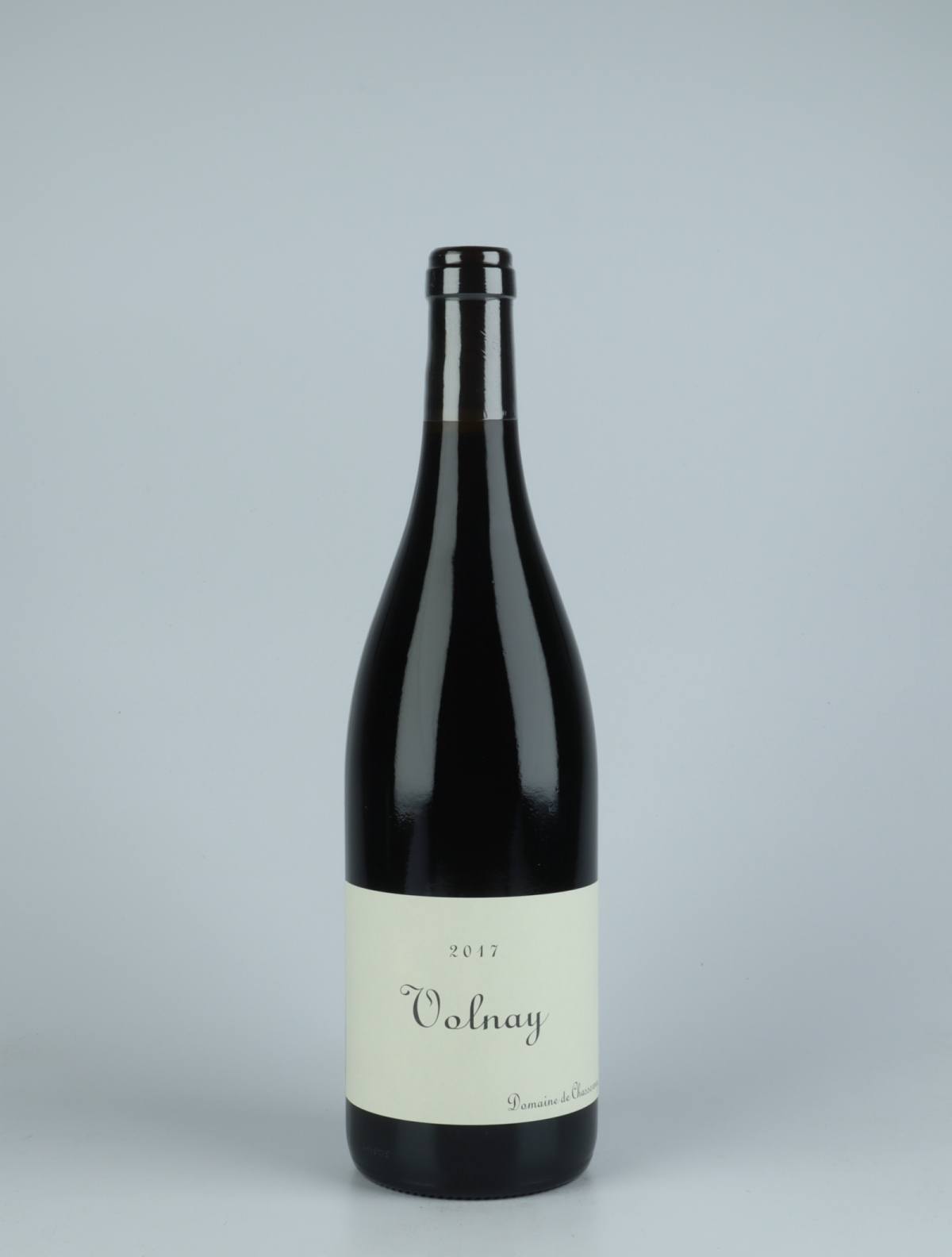 A bottle 2017 Volnay Red wine from Domaine de Chassorney, Burgundy in France