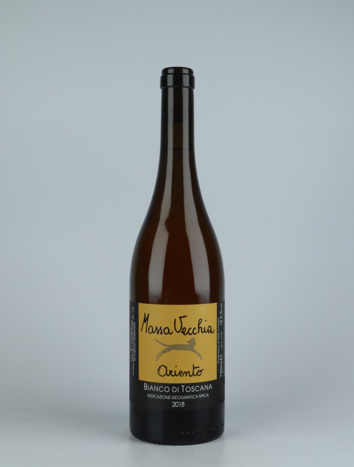A bottle 2018 Ariento White wine from Massa Vecchia, Tuscany in Italy