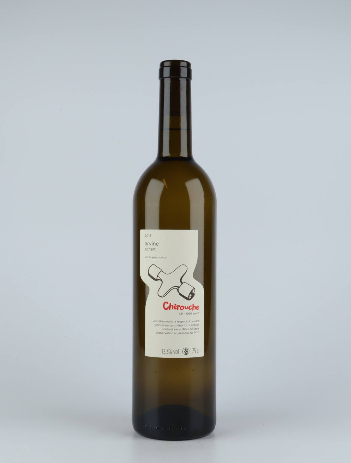 A bottle 2018 Arvine White wine from Chèrouche, Valais in Switzerland