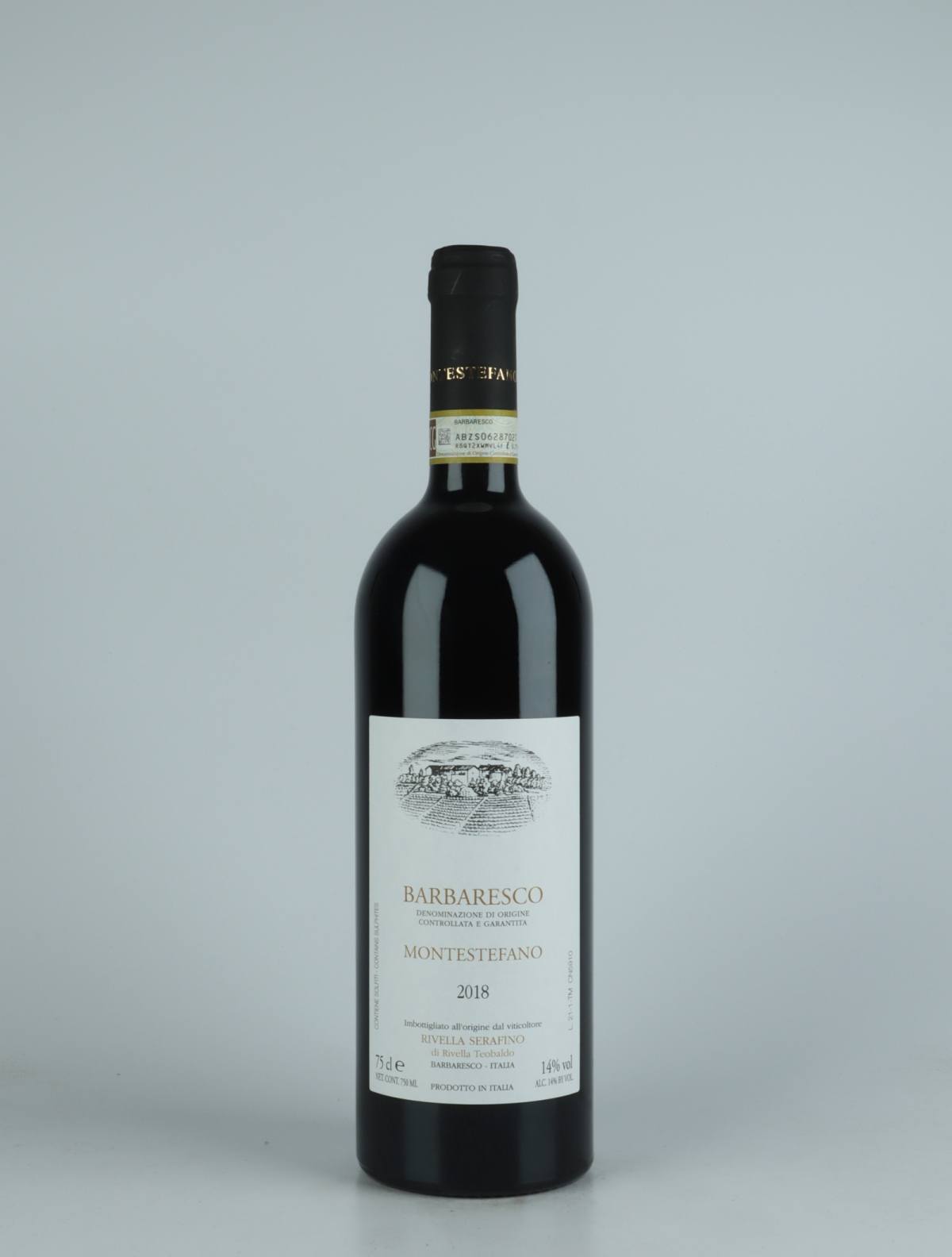 En flaske 2018 Barbaresco - Montestefano Rødvin fra Rivella Serafino, Piemonte i Italien