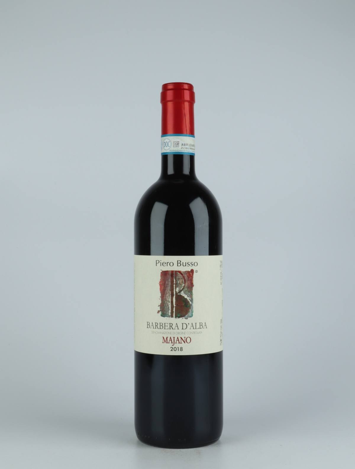 A bottle 2018 Barbera d'Alba Red wine from Piero Busso, Piedmont in Italy
