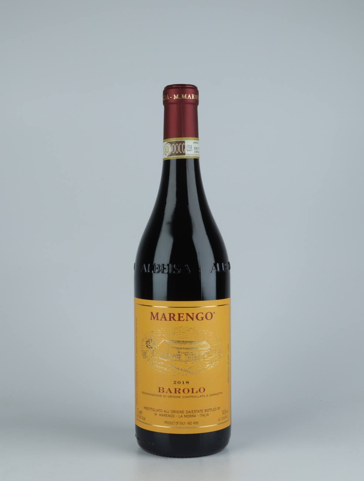 A bottle 2018 Barolo Red wine from Mario Marengo, Piedmont in Italy