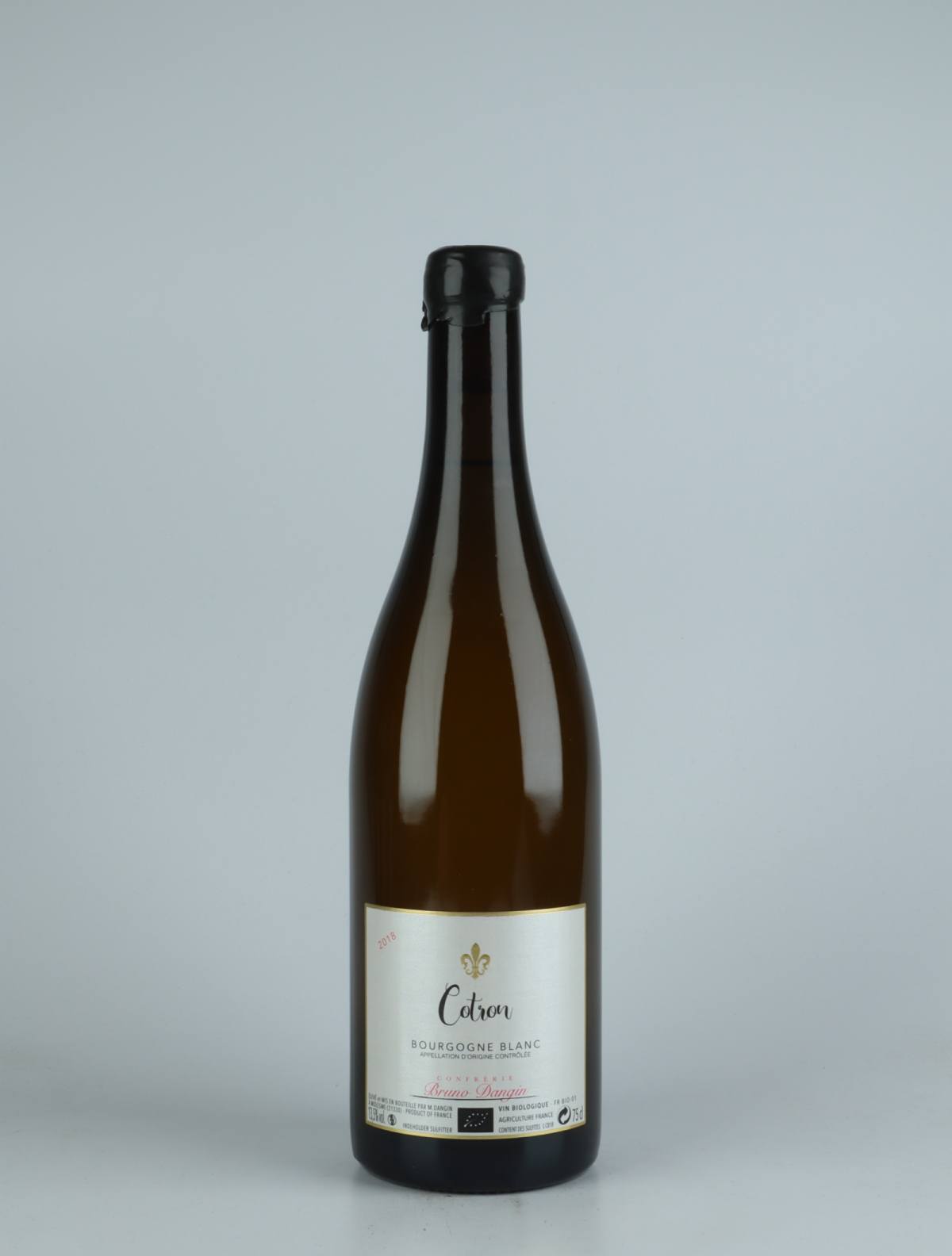 En flaske 2018 Bourgogne Blanc - Cotron Hvidvin fra Domaine Bruno Dangin, Bourgogne i Frankrig