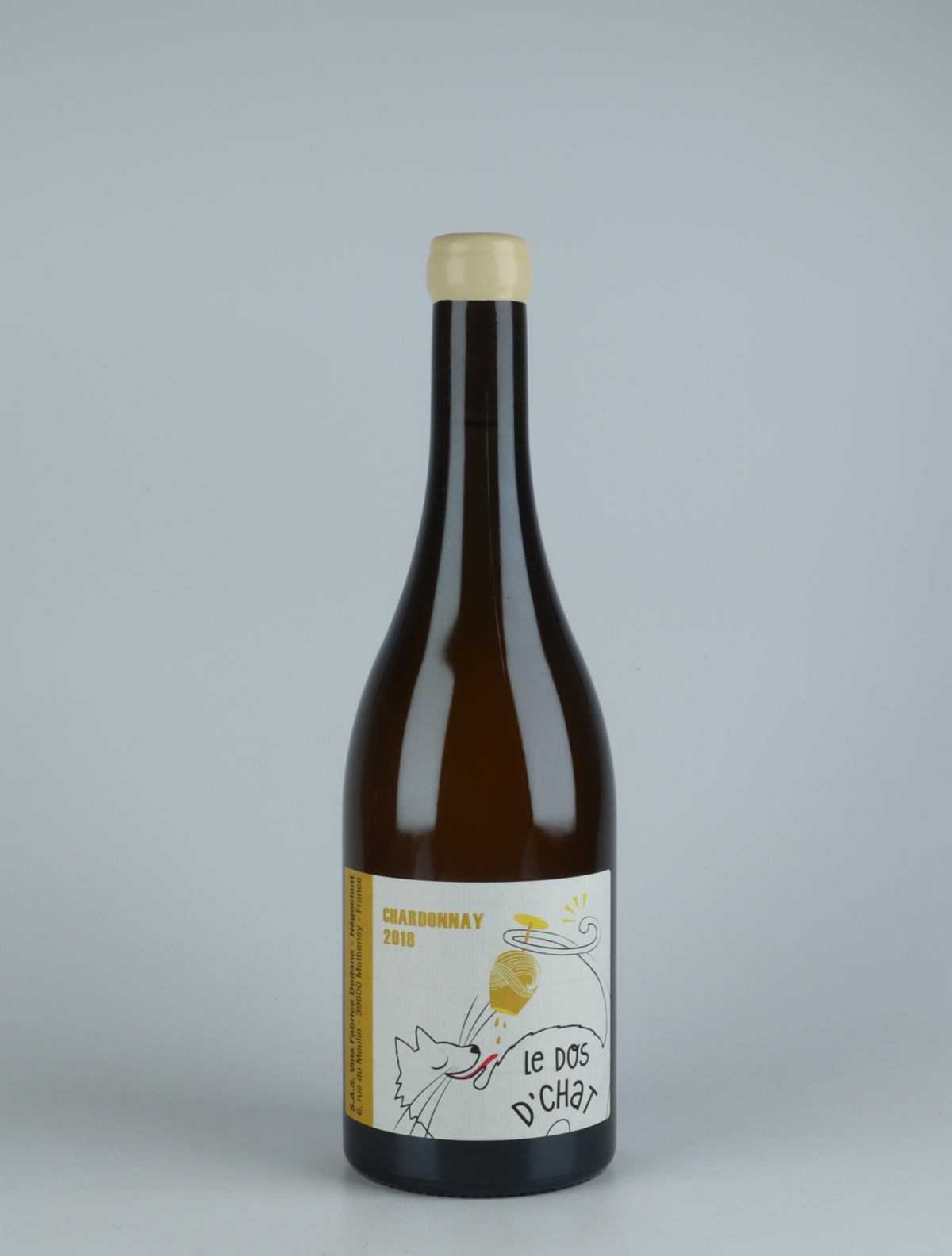 A bottle 2018 Côtes du Jura Blanc White wine from Fabrice Dodane, Jura in France