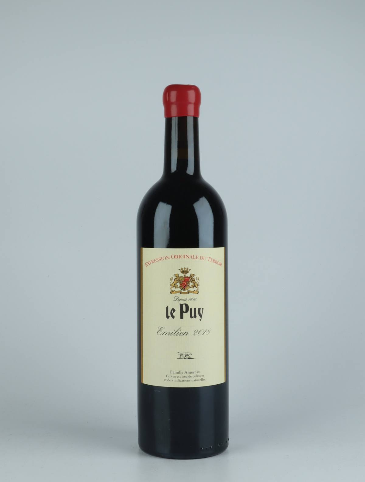 A bottle 2018 Emilien Red wine from Château le Puy, Bordeaux in France