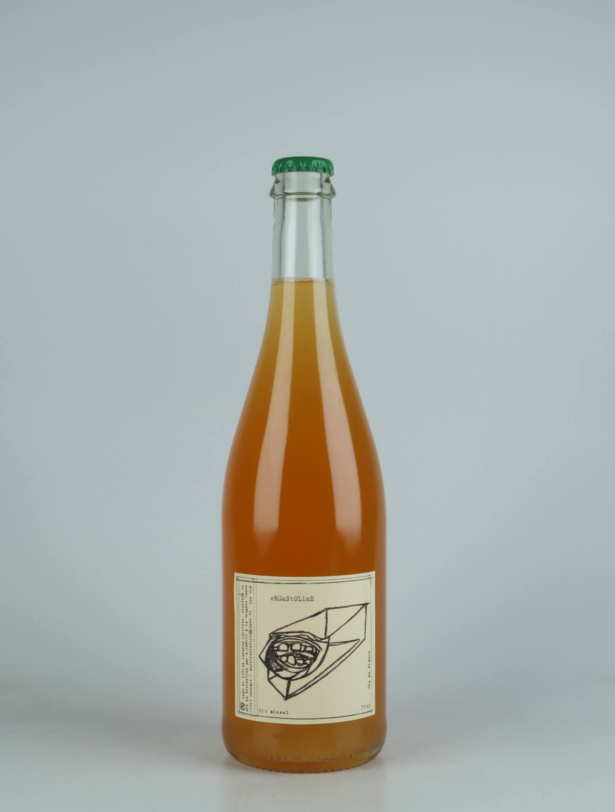 En flaske 2018 Ergastoline Orange vin fra Aurélien Lefort, Auvergne i Frankrig