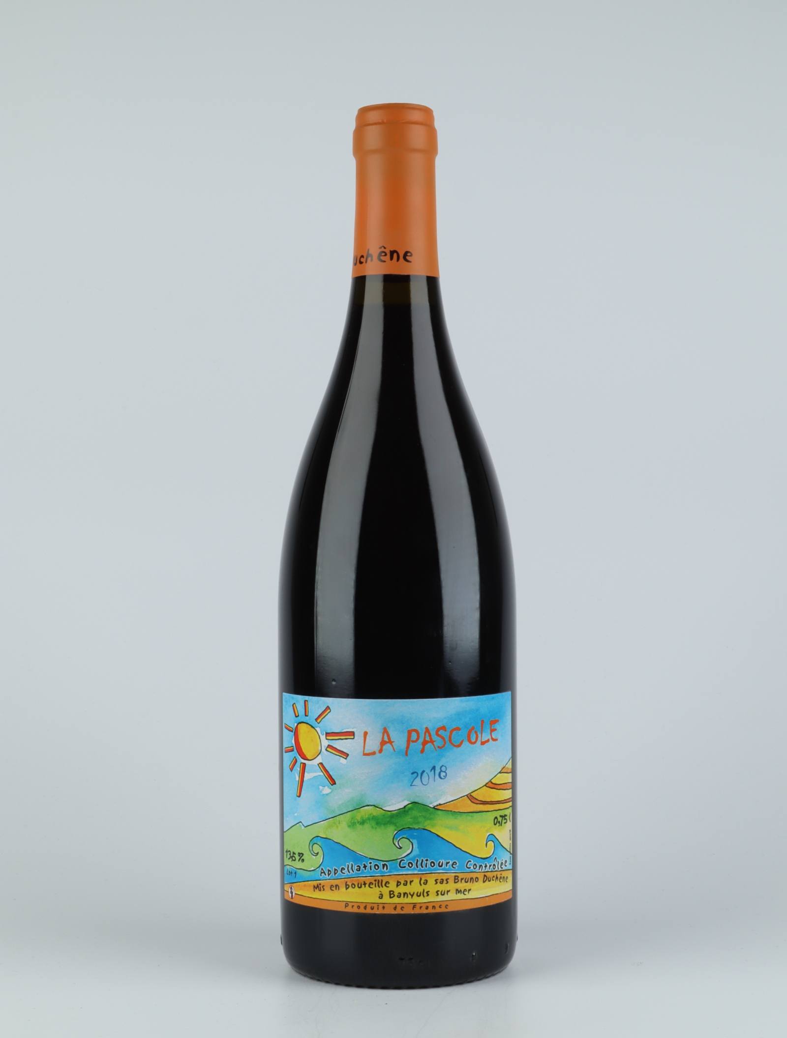 A bottle 2018 La Pascole Red wine from Bruno Duchêne, Rousillon in France