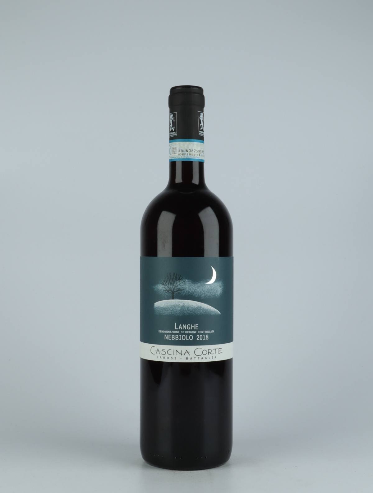 A bottle 2018 Langhe Nebbiolo Red wine from Cascina Corte, Piedmont in Italy