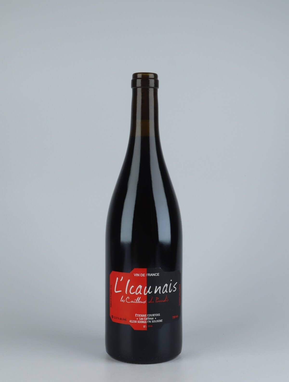 En flaske 2018 L'Icaunais Rødvin fra Etienne Courtois, Loire i Frankrig