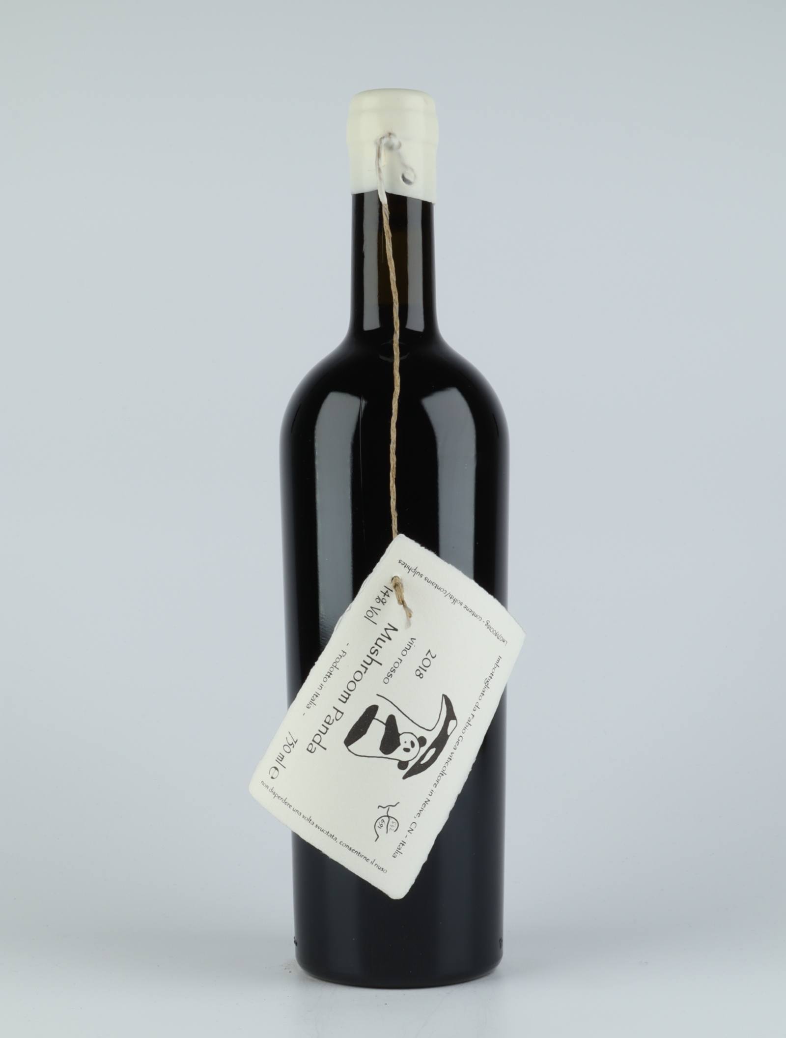 A bottle 2018 Mushroom Panda Red wine from Fabio Gea, Piedmont in Italy
