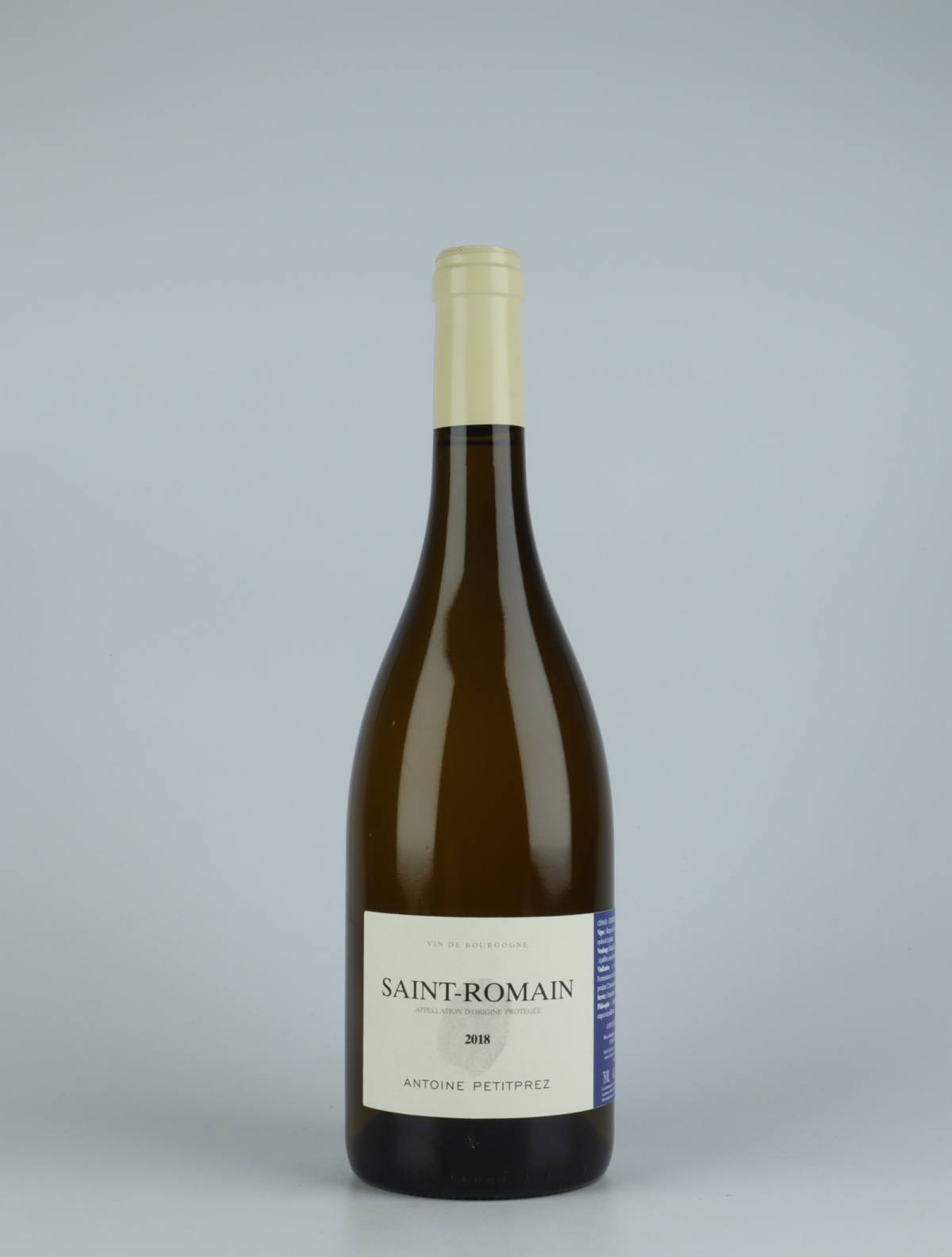 A bottle 2018 Saint Romain Blanc White wine from Antoine Petitprez, Burgundy in France