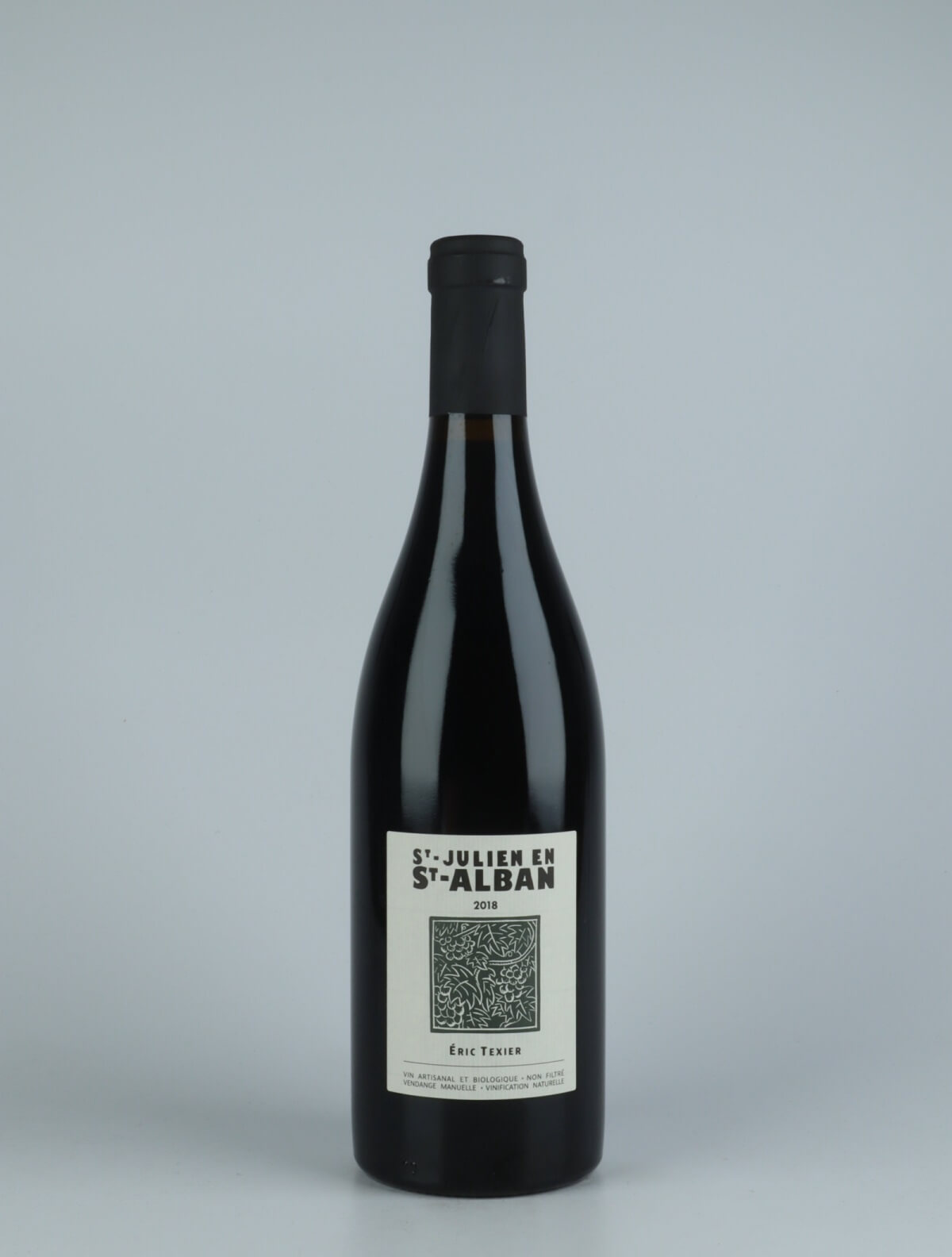 A bottle 2018 St Julien en St Alban Red wine from Eric Texier, Rhône in France