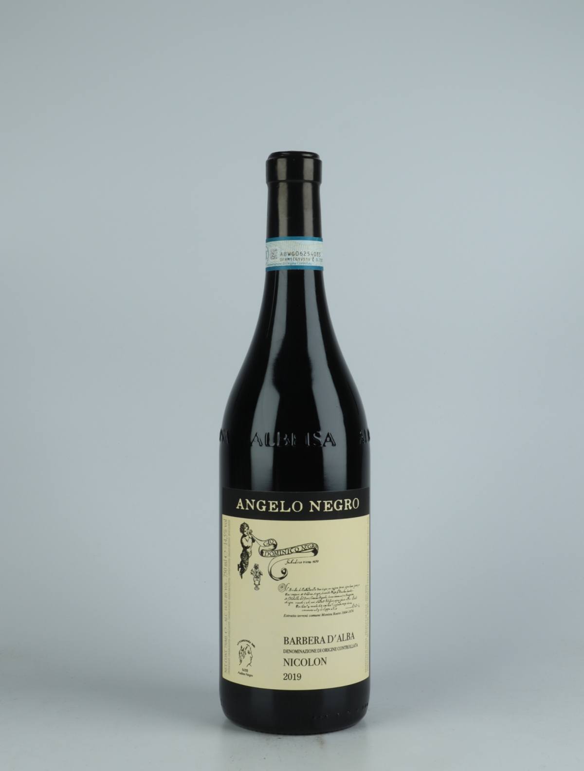 En flaske 2019 Barbera d'Alba - Nicolon Rødvin fra Angelo Negro, Piemonte i Italien
