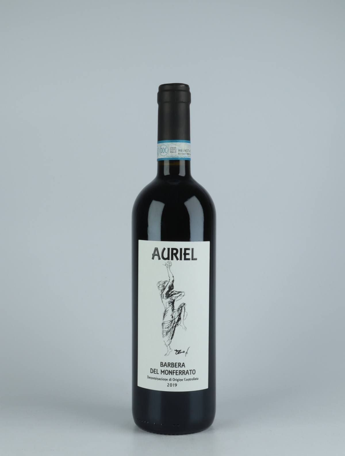 A bottle 2019 Barbera del Monferrato Red wine from Auriel, Piedmont in Italy