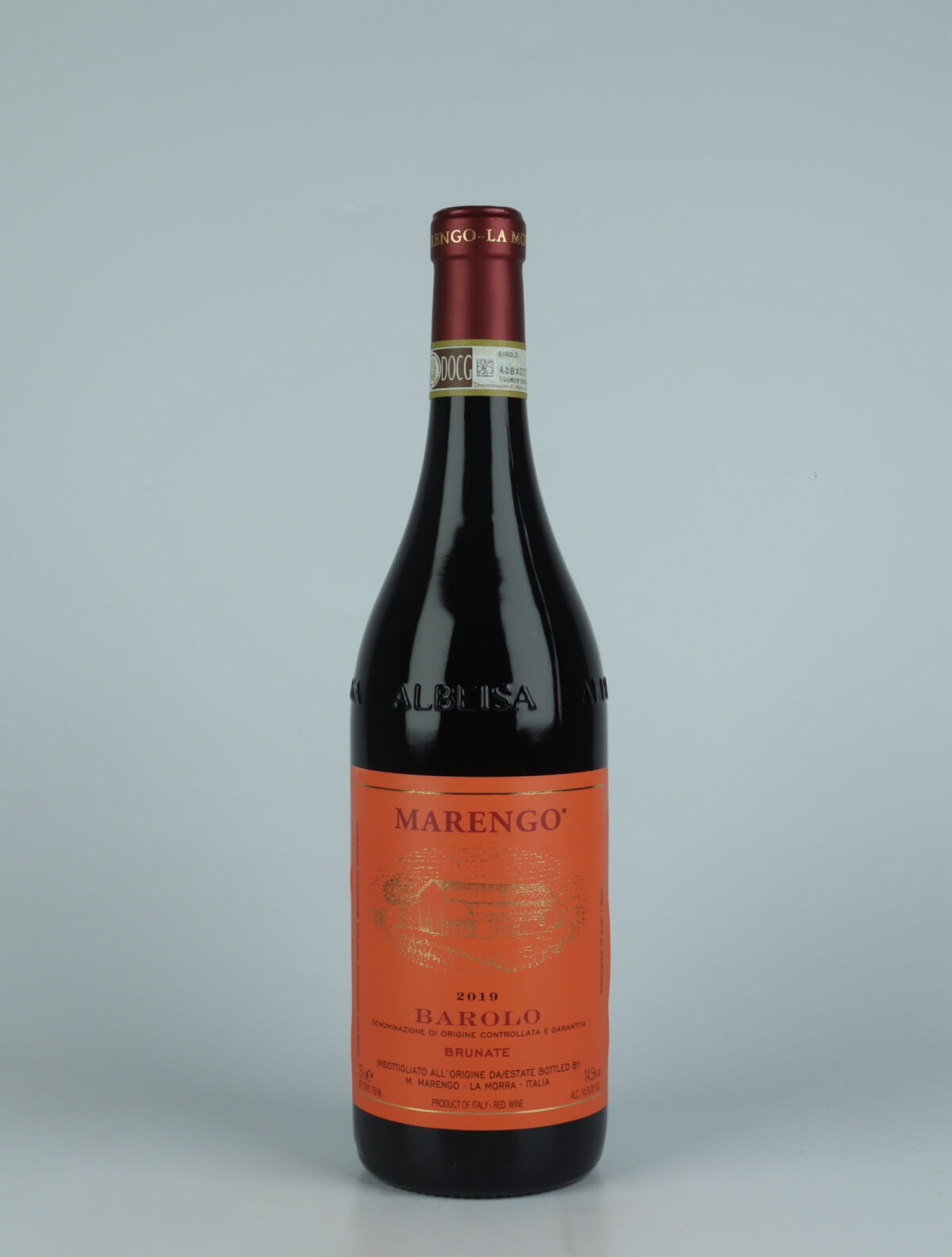 A bottle 2019 Barolo - Brunate Red wine from Mario Marengo, Piedmont in Italy