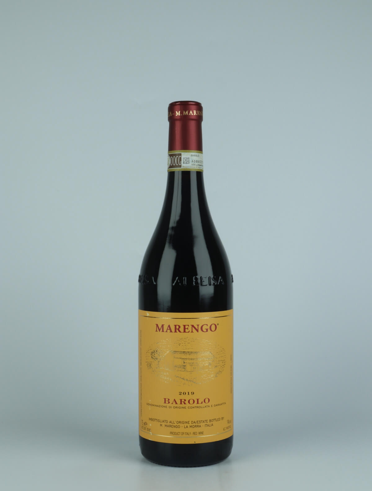 A bottle 2019 Barolo Red wine from Mario Marengo, Piedmont in Italy