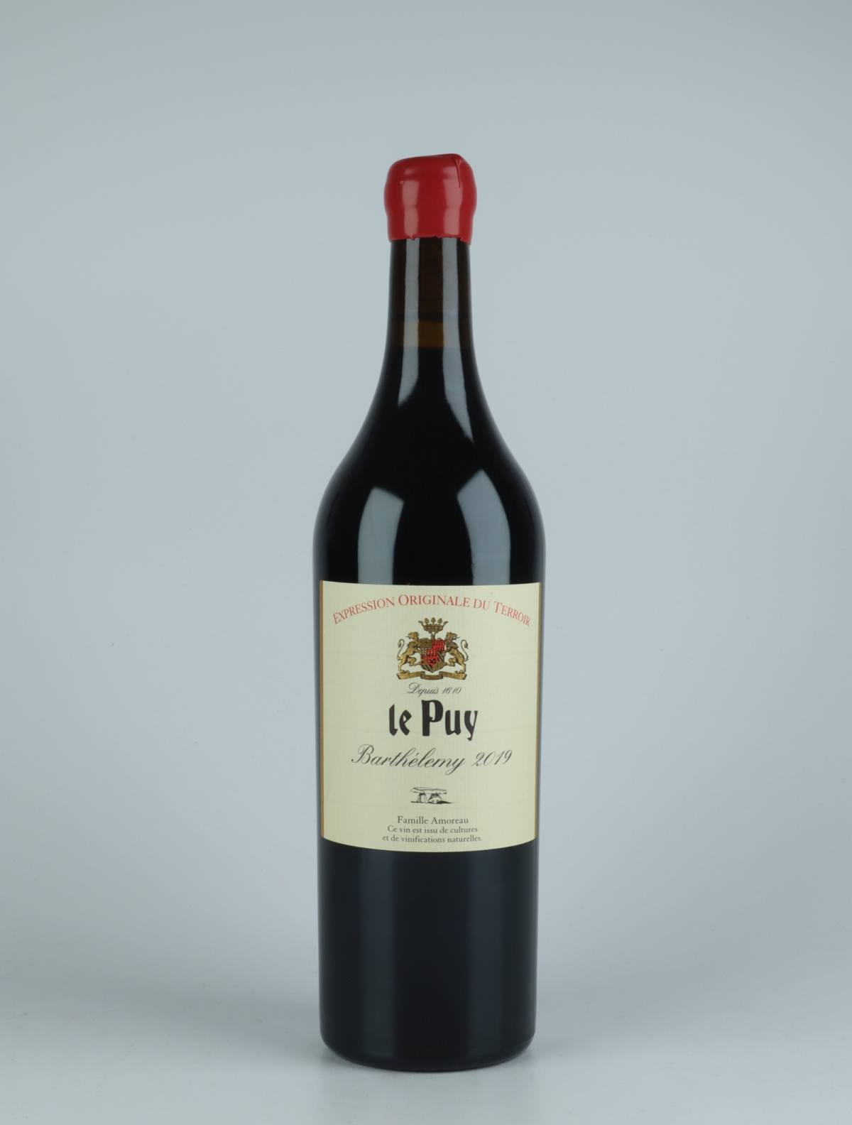 A bottle 2019 Barthélemy Red wine from Château le Puy, Bordeaux in France