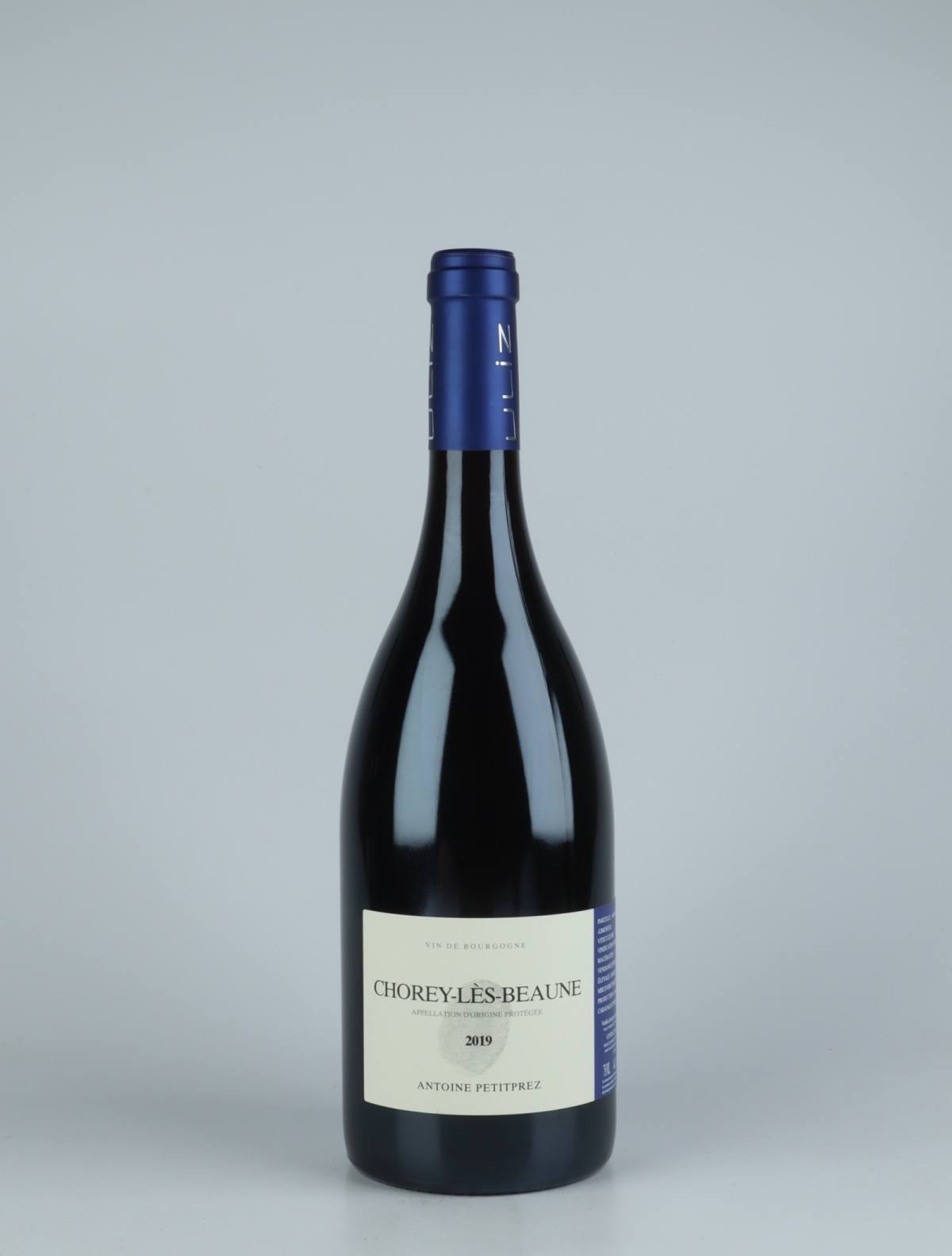 En flaske 2019 Chorey les Beaune Rødvin fra Antoine Petitprez, Bourgogne i Frankrig