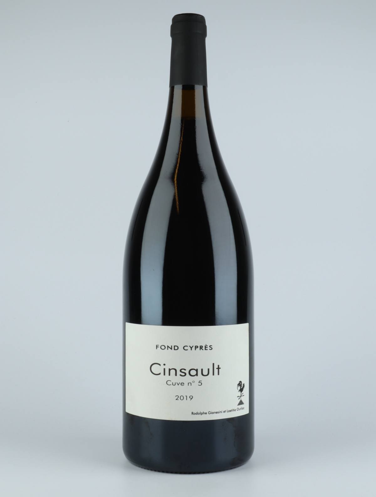 A bottle 2019 Cinsault Cuve No. 5 Red wine from Fond Cyprès, Languedoc in France