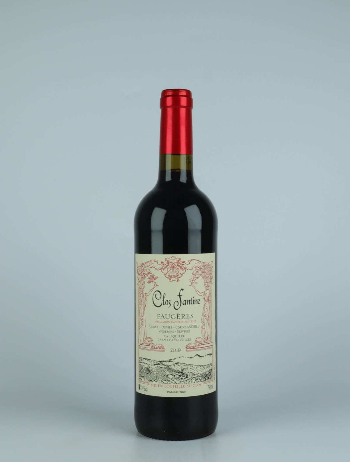A bottle 2019 Faugères - Tradition Red wine from Clos Fantine, Languedoc in France