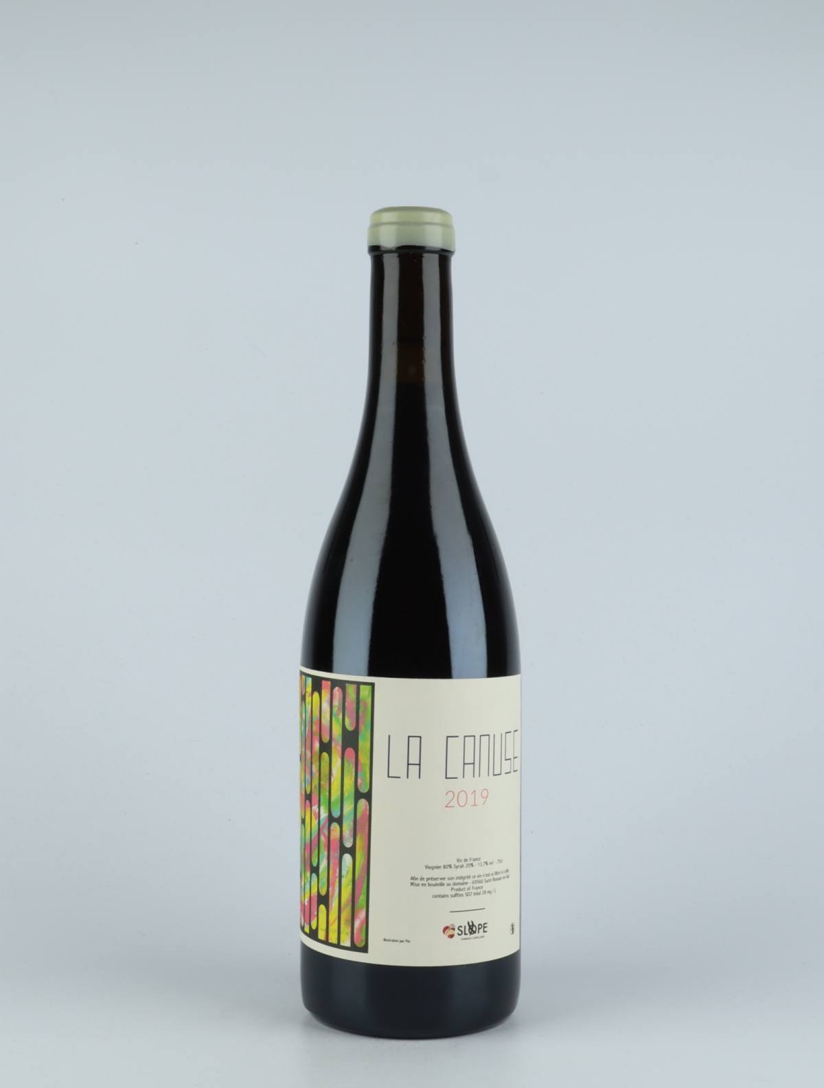 A bottle 2019 La Canuse Red wine from Slope, Rhône in France