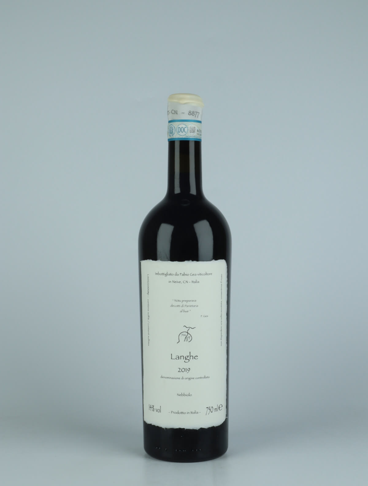 A bottle 2019 Langhe Nebbiolo (Nòtu preparava decotti...) Red wine from Fabio Gea, Piedmont in Italy