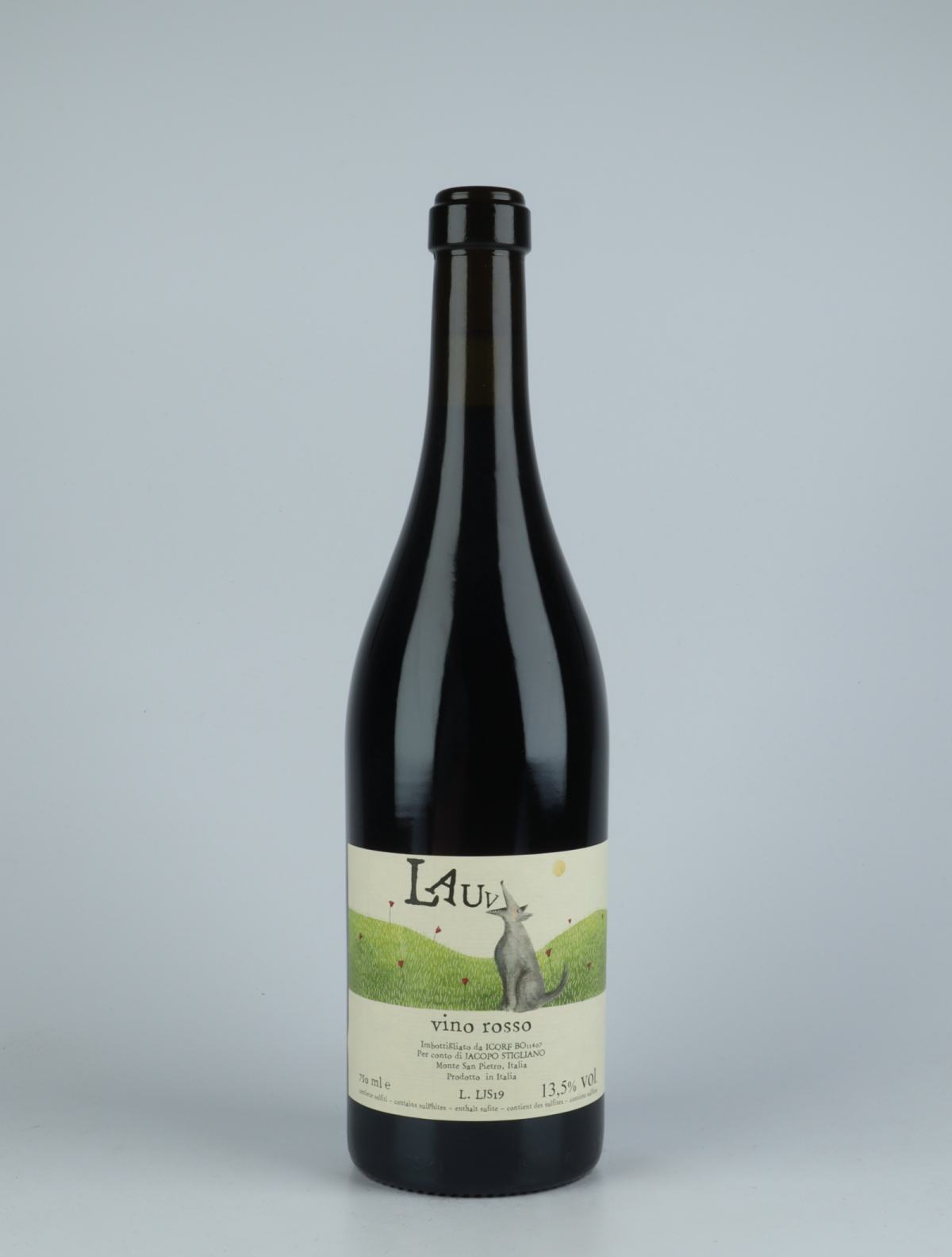 A bottle 2019 Lauv Red wine from Jacopo Stigliano, Emilia-Romagna in Italy