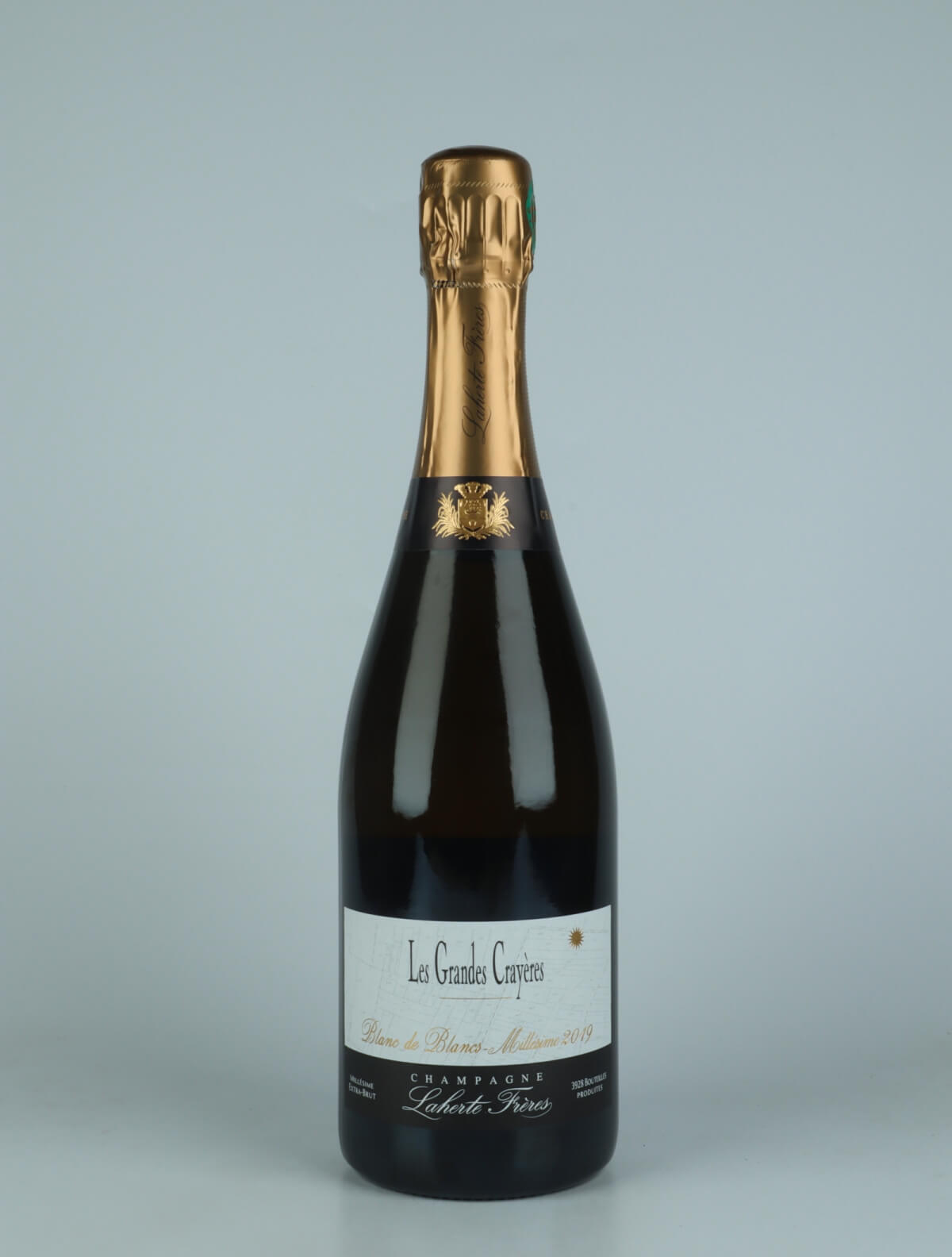 A bottle 2019 Les Grandes Crayeres Sparkling from Laherte Frères, Champagne in France
