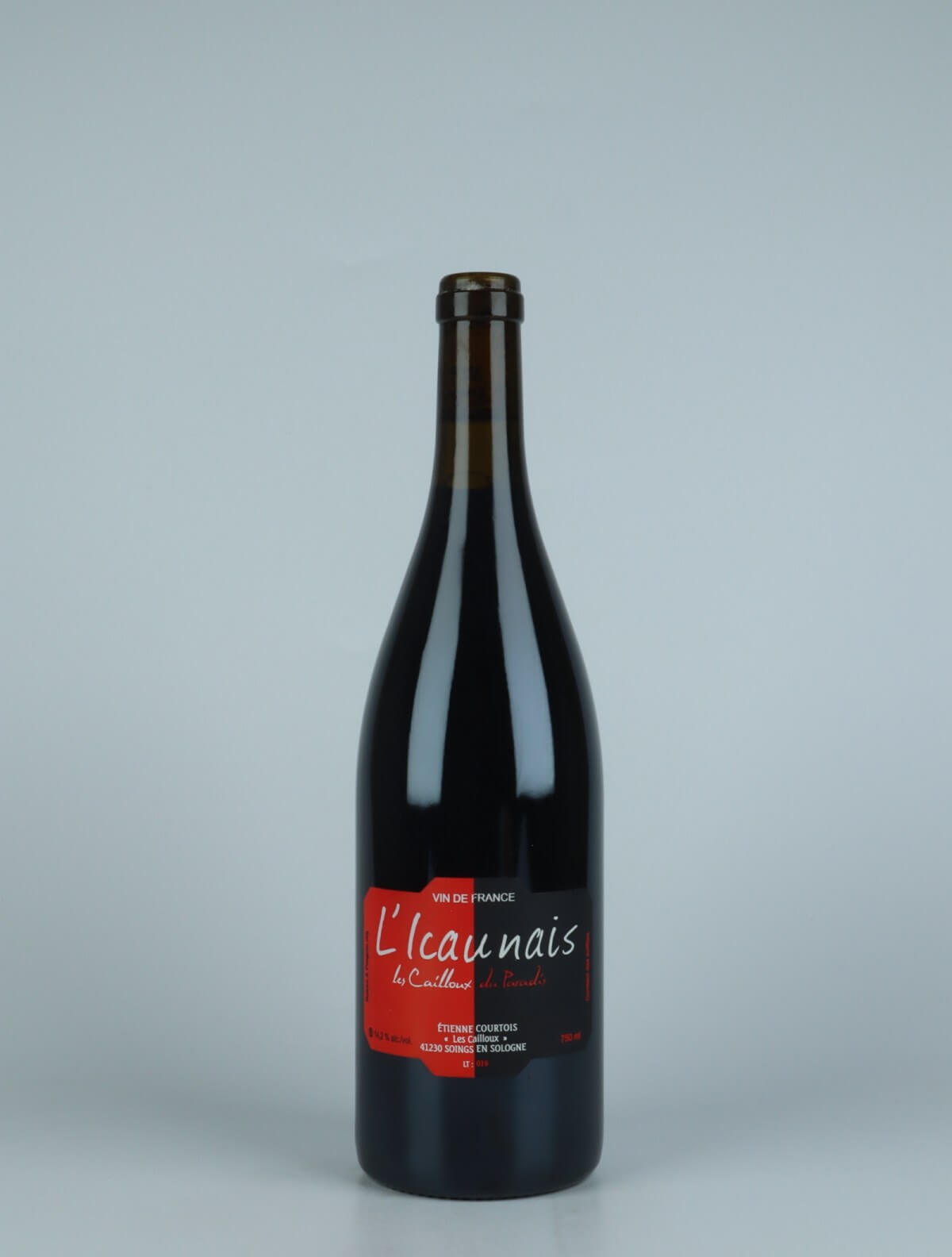 En flaske 2019 L'Icaunais Rødvin fra Etienne Courtois, Loire i Frankrig