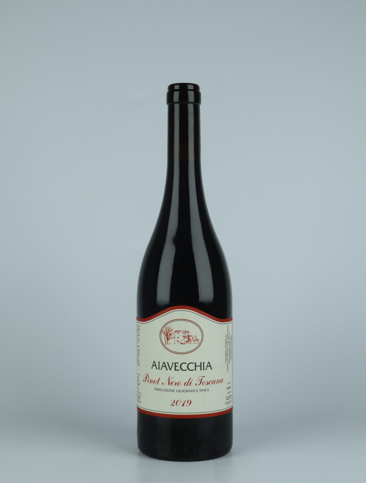 A bottle 2019 Pinot Nero Red wine from Aia Vecchia, Tuscany in Italy