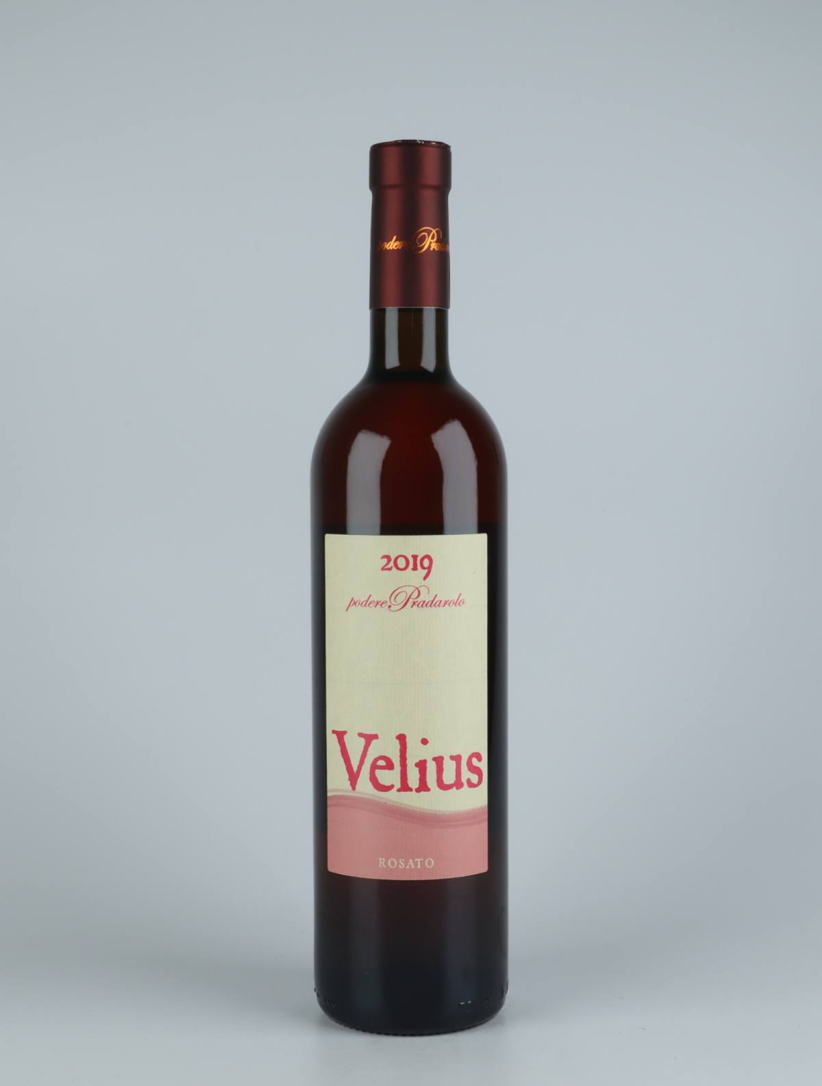 A bottle 2019 Velius Rosato Rosé from Podere Pradarolo, Emilia-Romagna in Italy