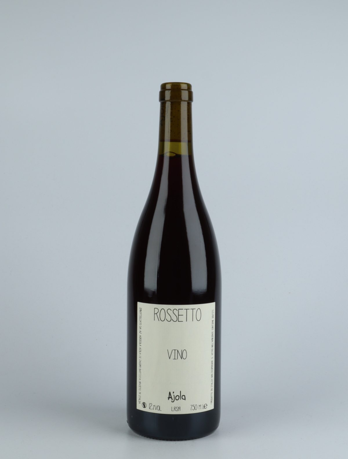 A bottle 2019 Vino Rossetto Red wine from Ajola, Umbria in Italy