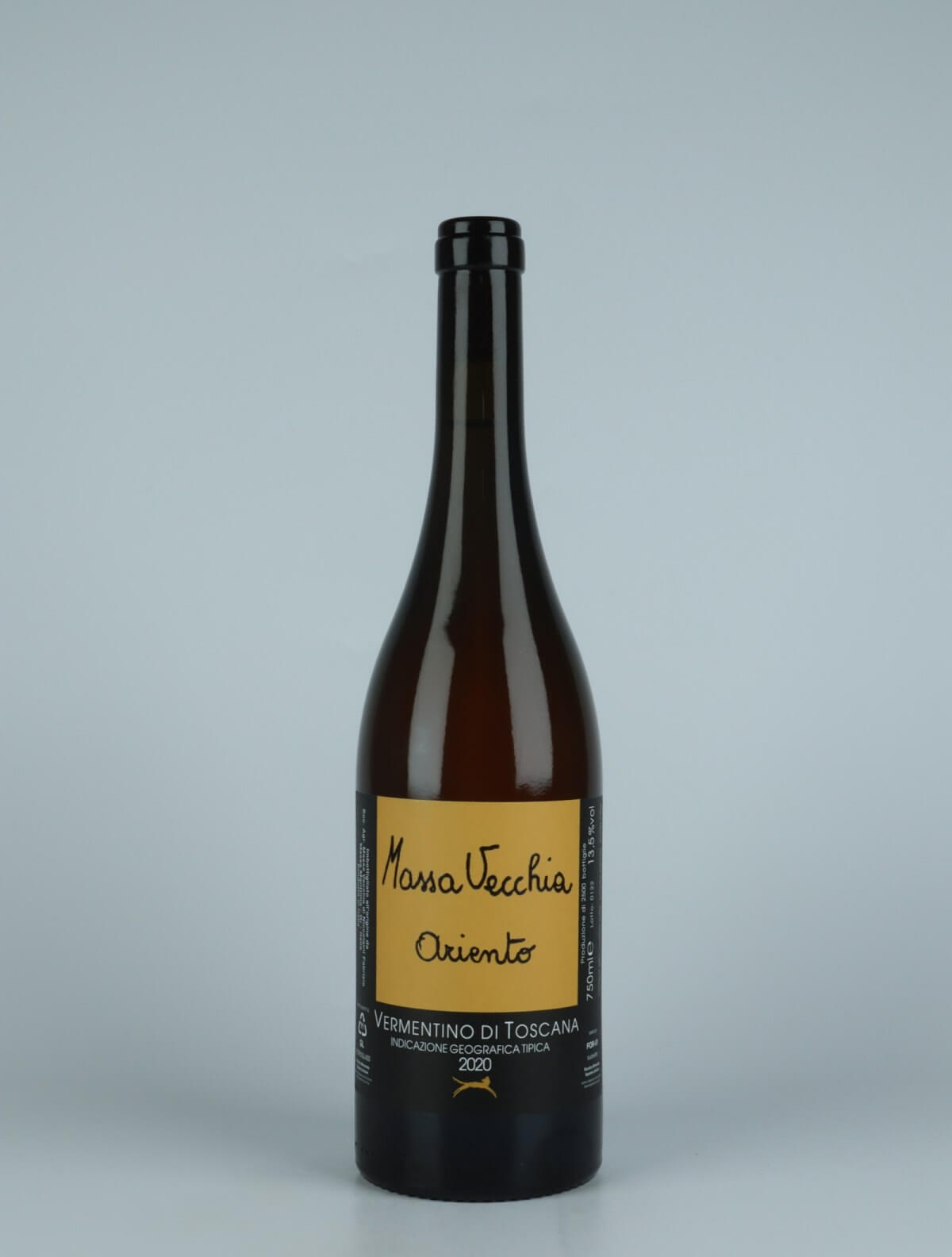 A bottle 2020 Ariento White wine from Massa Vecchia, Tuscany in Italy