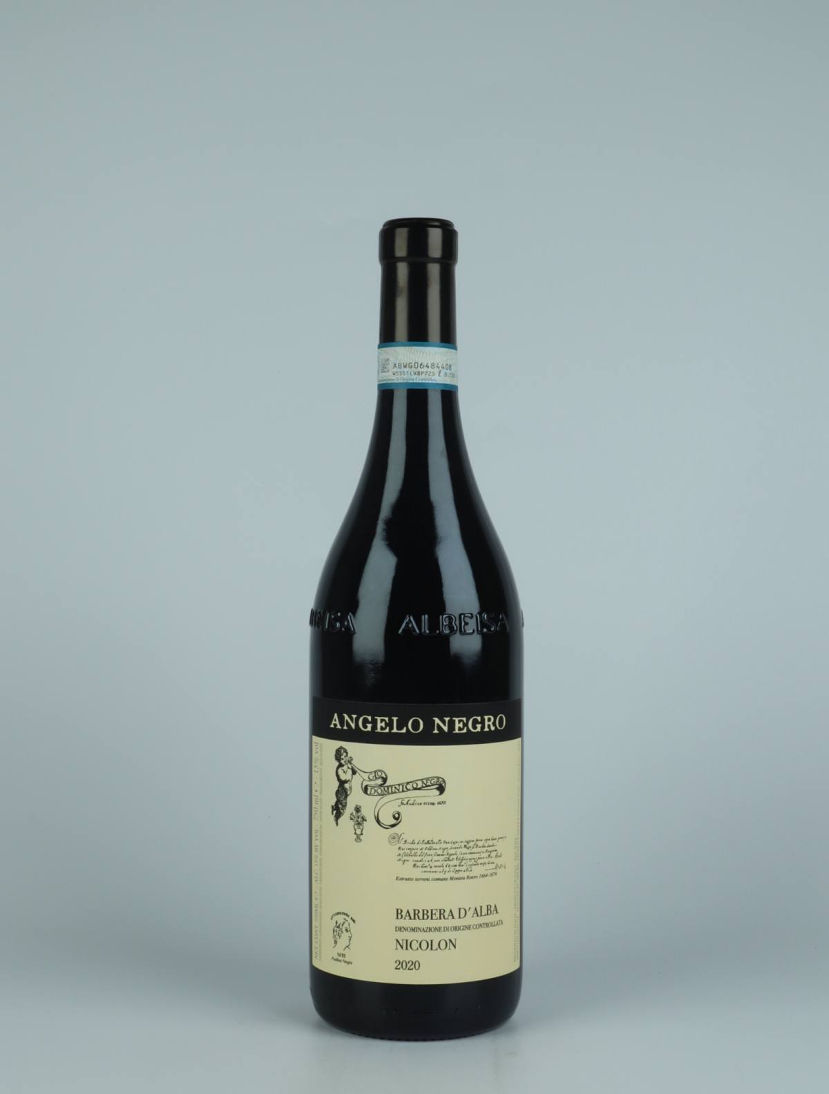 A bottle 2020 Barbera d'Alba - Nicolon Red wine from Angelo Negro, Piedmont in Italy