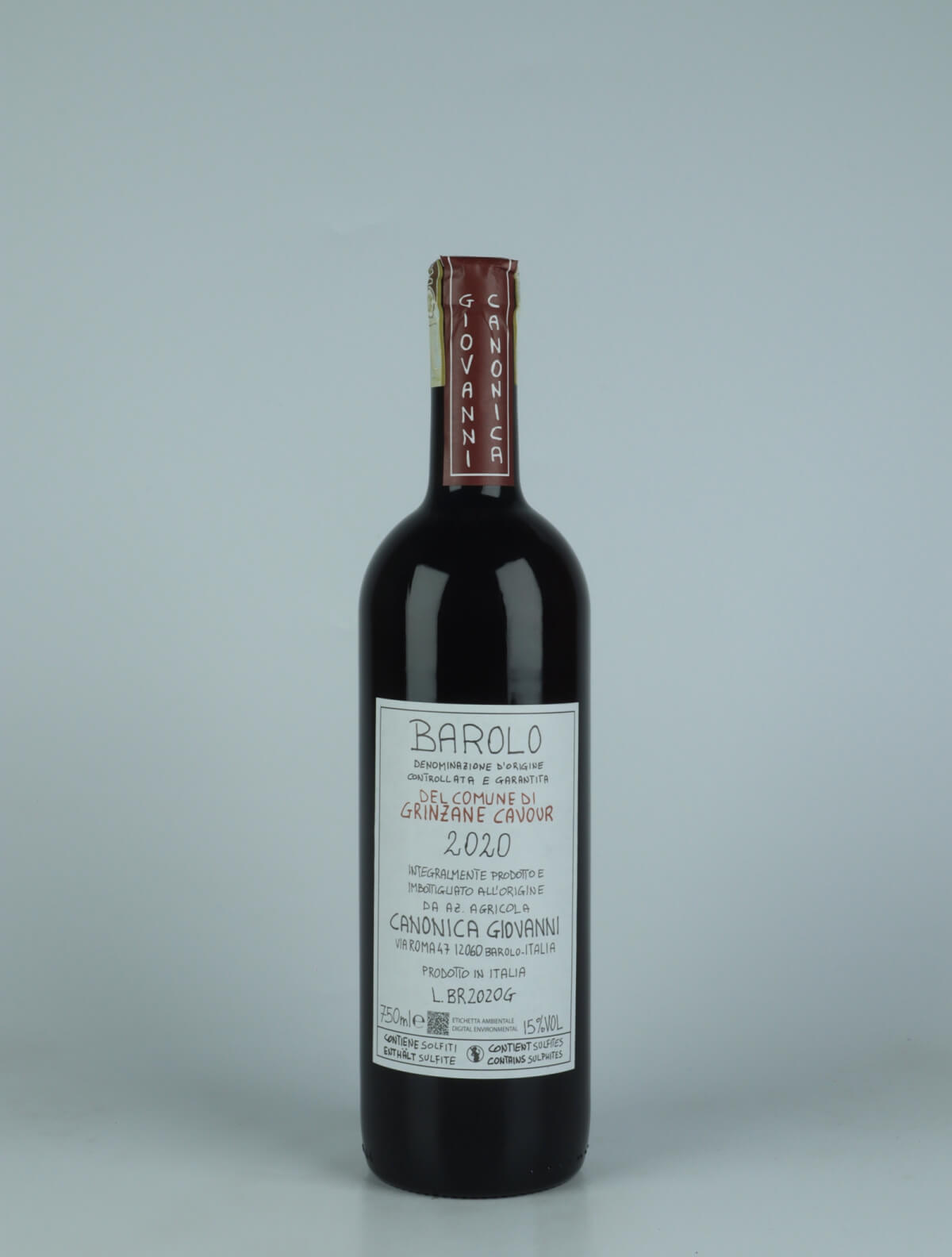 En flaske 2020 Barolo - Del Comune di Grinzane Cavour Rødvin fra Giovanni Canonica, Piemonte i Italien