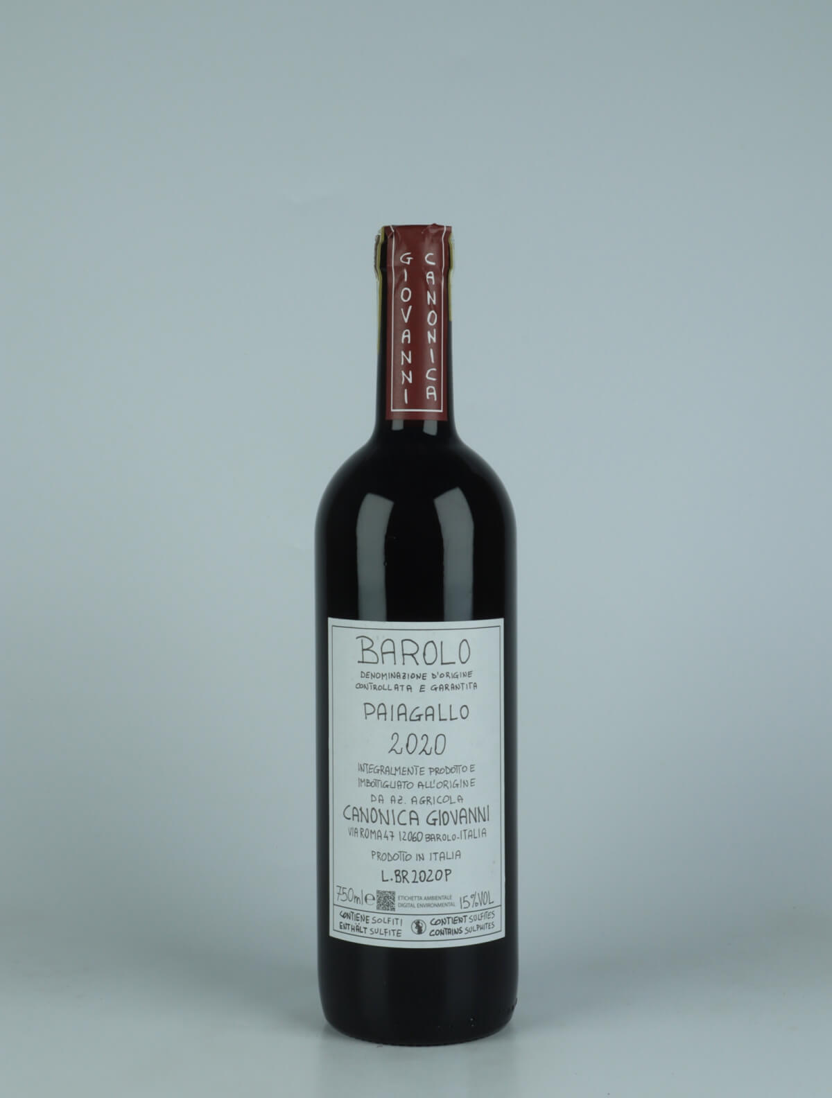 A bottle 2020 Barolo - Paiagallo Red wine from Giovanni Canonica, Piedmont in Italy